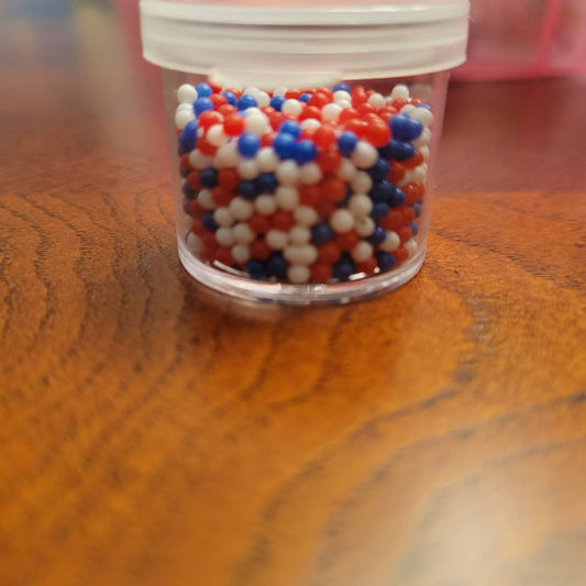 Fake Bake Beads, Nonpareil Beads, Non-edible, 2 mm Patriotic Blend