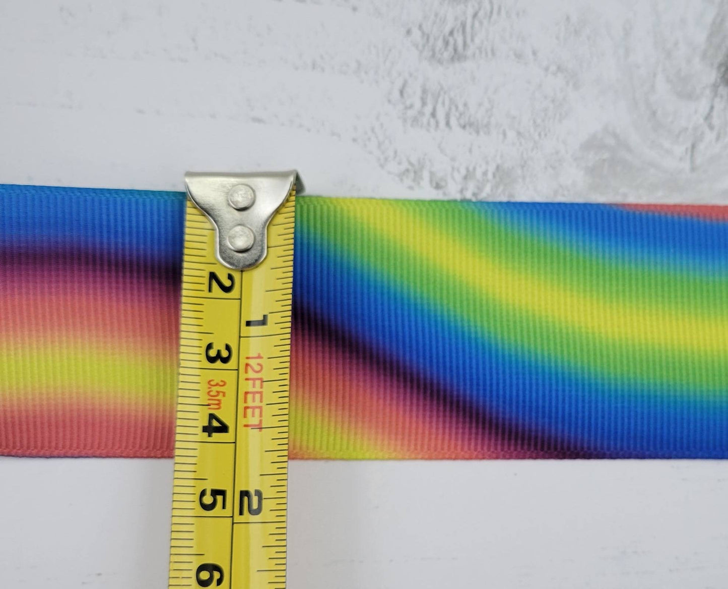 1.5" Ribbon, Rainbow Wave Style Colors, Printed Grosgrain Ribbon, Hairbow Ribbon, Craft DIY, Wire Free, Rainbow Striped Style Ribbon