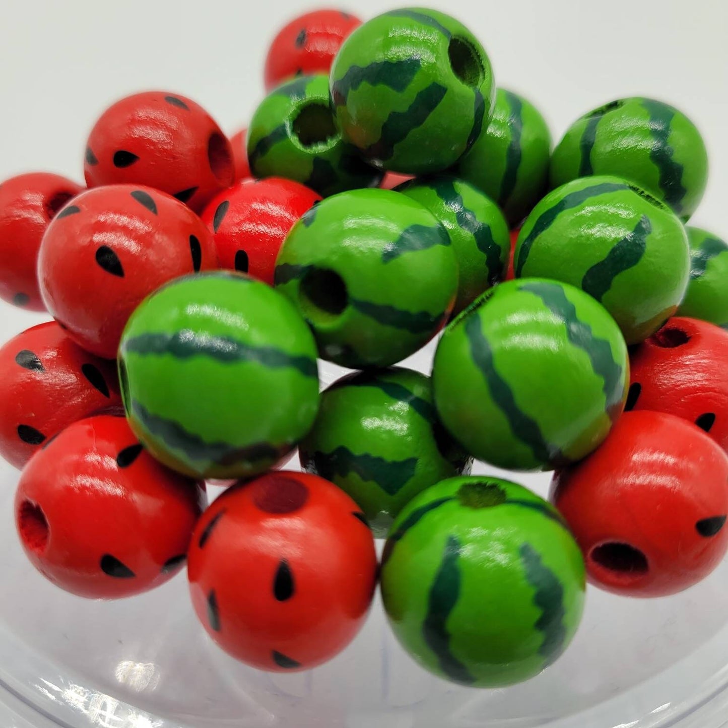 Wood Beads, 16 MM Watermelon Theme for Garlands, Tiered Tray Decorations. Perfect for Wreath Attachments. Craft Beads for DIY projects.