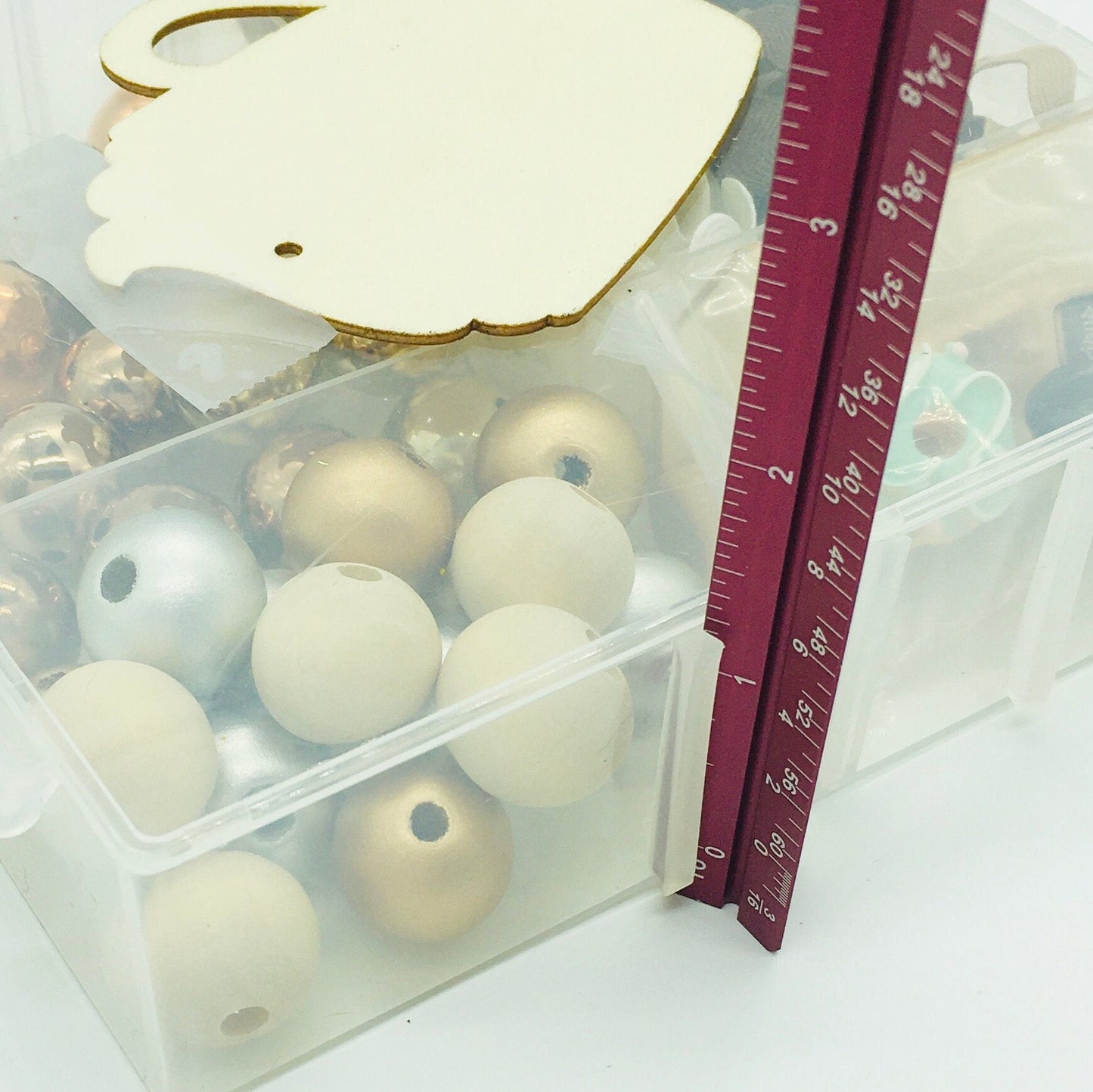 Latte Theme, Bead DIY Kit, Mini Wood Scoop, Wood Beads, Acrylic Beads, Twine, Donut Cabochons, Bead Garland DIY Craft Kit, Faux Coffee Beans