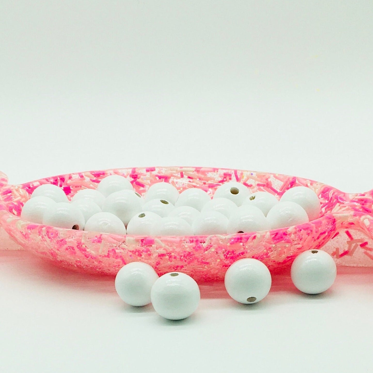 Wood Beads, 19 MM, White Beads, Garland Beads, Bohemian Style, Jewelry Craft Beads