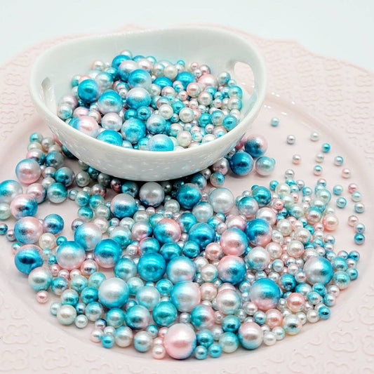 No Hole Beads, Fake Bake Sprinkles, Fake Dragees, Plastic Pearl Beads, Mermaid, Unicorn, Multi Colored, Iridescent, 4MM, 6MM, 8MM, 10 MM Mix