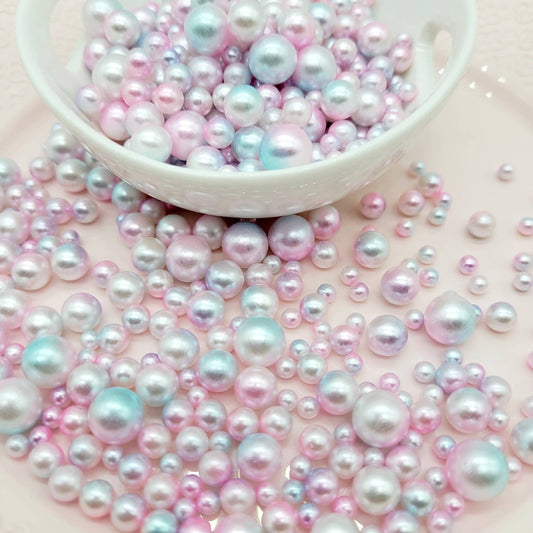 No Hole Beads, Fake Bake Sprinkles, Fake Dragees, Plastic Pearl Beads, Mermaid, Unicorn, Multi Colored, Iridescent, 4MM, 6MM, 8MM, 10 MM Mix