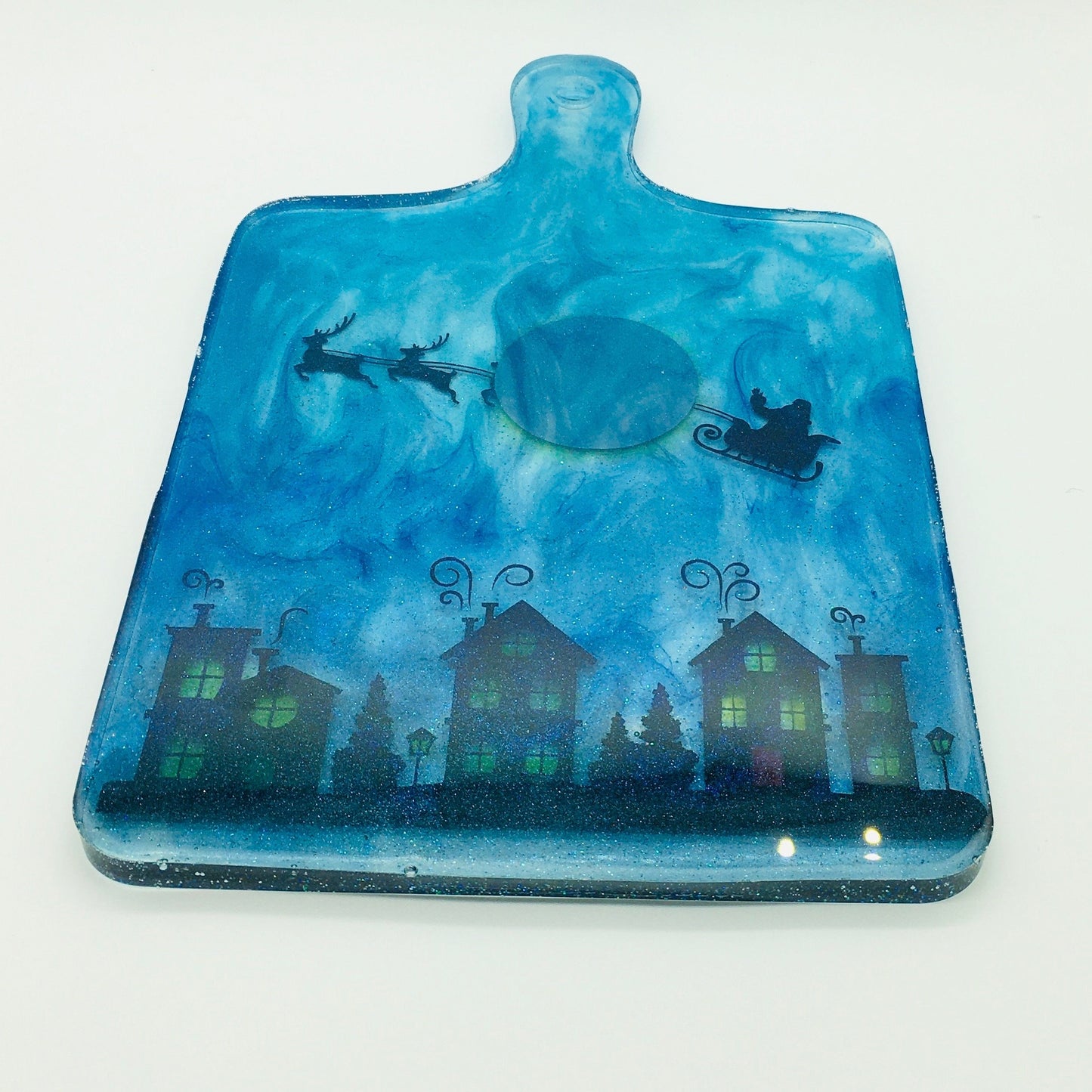 Christmas Serving Tray, Resin Cutting Board, Kitchen Home Decor, Santa Holiday Tray, Cookie Tray