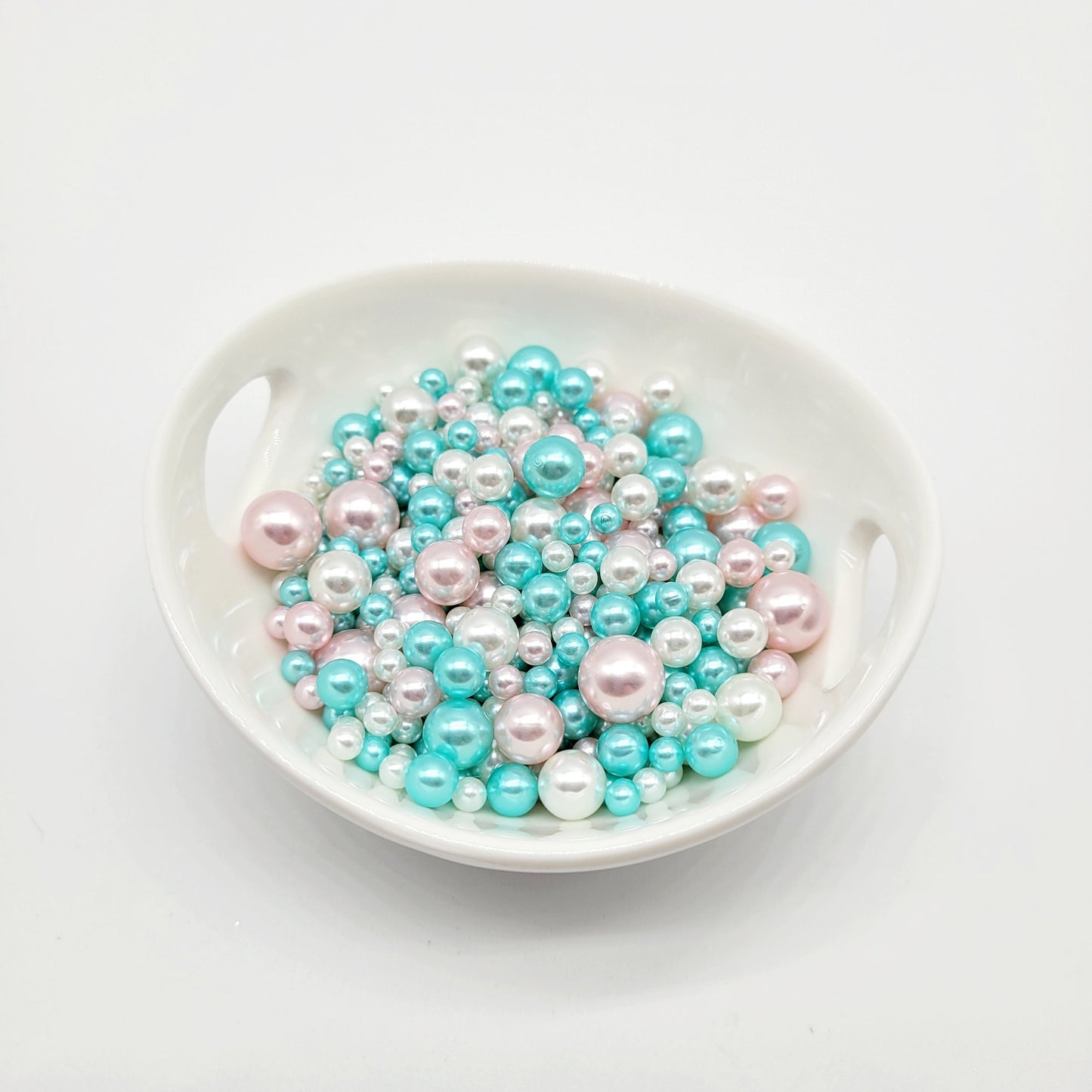 NO Hole Beads, Multi Size Pearl Acrylic Beads, Jewelry, Fake Bake Supplies, Slime Beads, Craft Supplies, Pink, Blue & White Beads