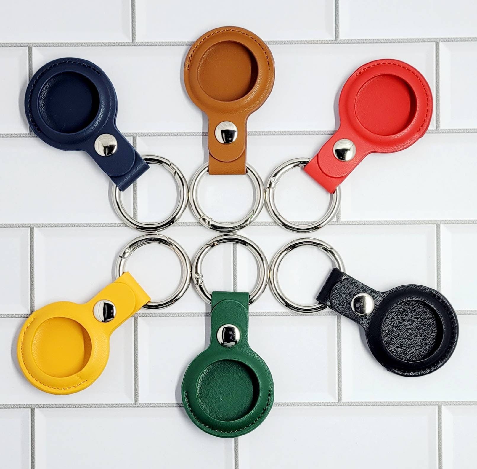 Air Tag Holder, Keychain Holder, Accessory, Backpack, Purse, Gym Bag, Pet Collar, PU Leather, Mother's Day Gift