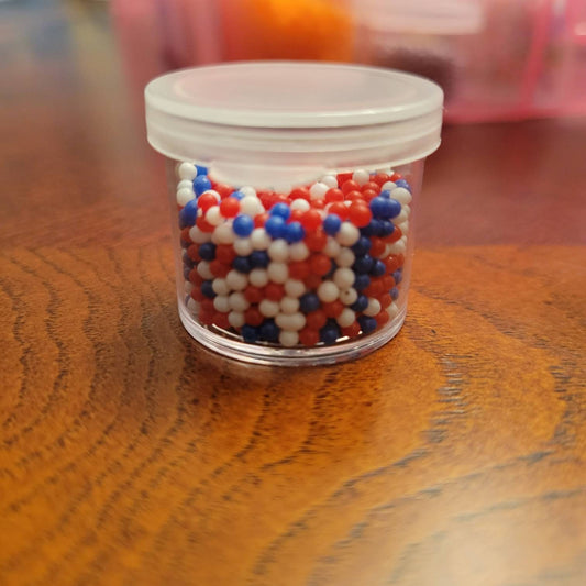 Fake Bake Beads, Nonpareil Beads, Non-edible, 2 mm Patriotic Blend