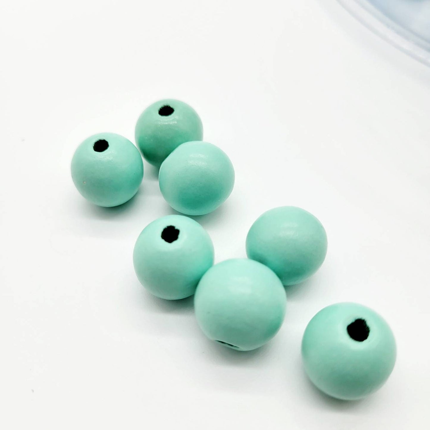 Wood Beads, 16 MM Shades of Blue Beads for Garlands, Tiered Tray Decorations. Perfect for Wreath Attachments. Craft Beads for DIY projects.