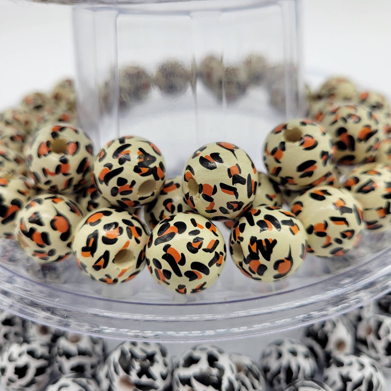 16 MM Wood Beads for Wood Garlands, Home Decor, Tiered Tray, Handmade Jewelry, Wood Crafts, Animal Prints, Leopard, Cow, Zebra Prints
