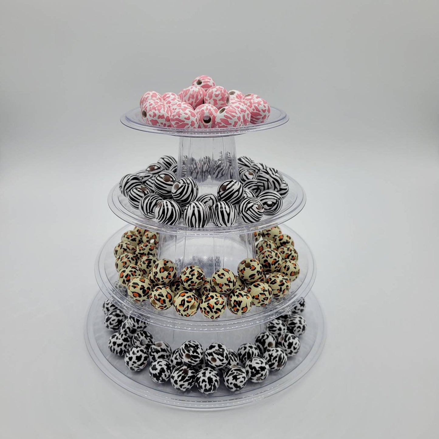 16 MM Wood Beads for Wood Garlands, Home Decor, Tiered Tray, Handmade Jewelry, Wood Crafts, Animal Prints, Leopard, Cow, Zebra Prints