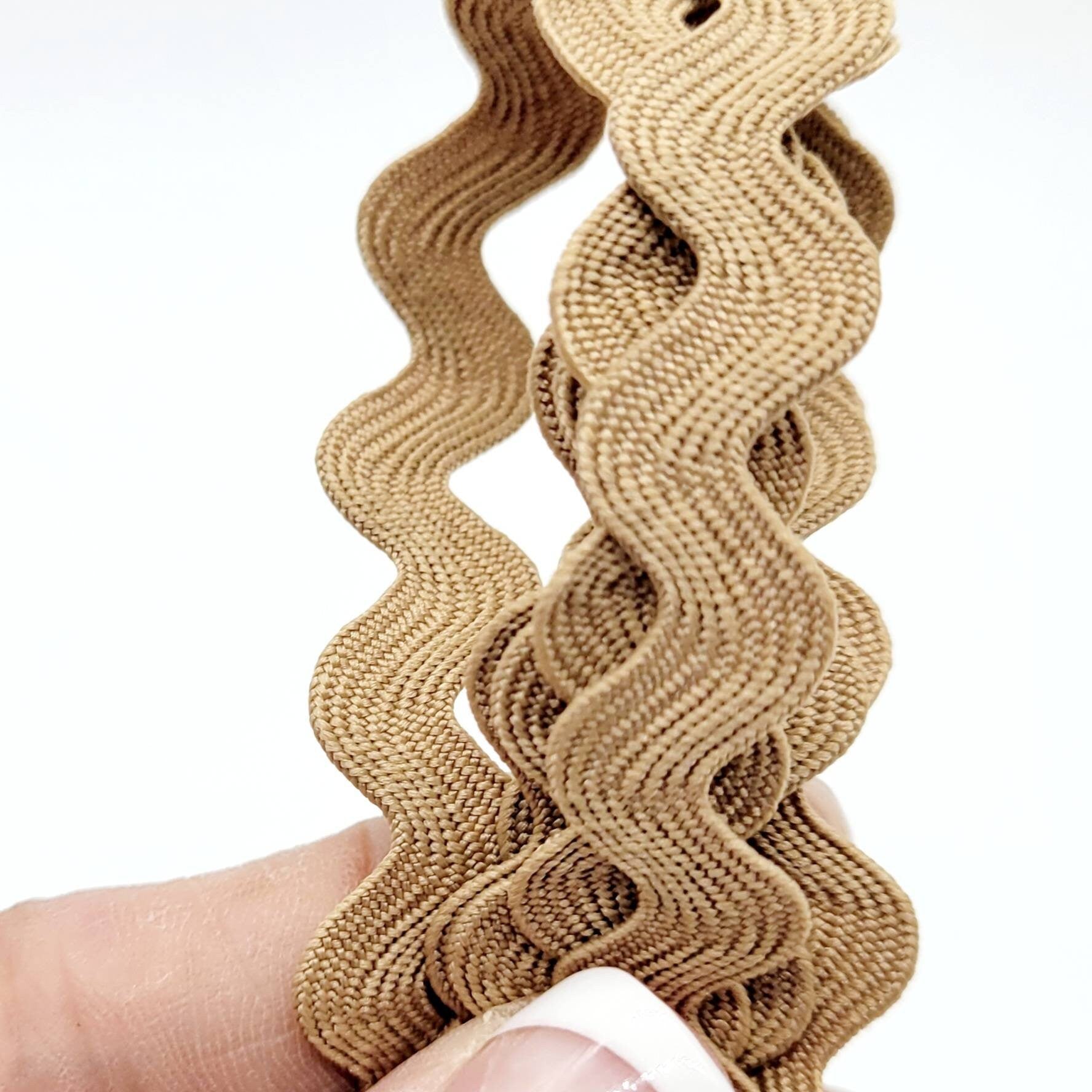 8 MM Ric Rac, Craft Ribbon, Textured Embellishment Ribbon, Craft Projects, Sewing Notions, Fabric Trim, Sandy Brown