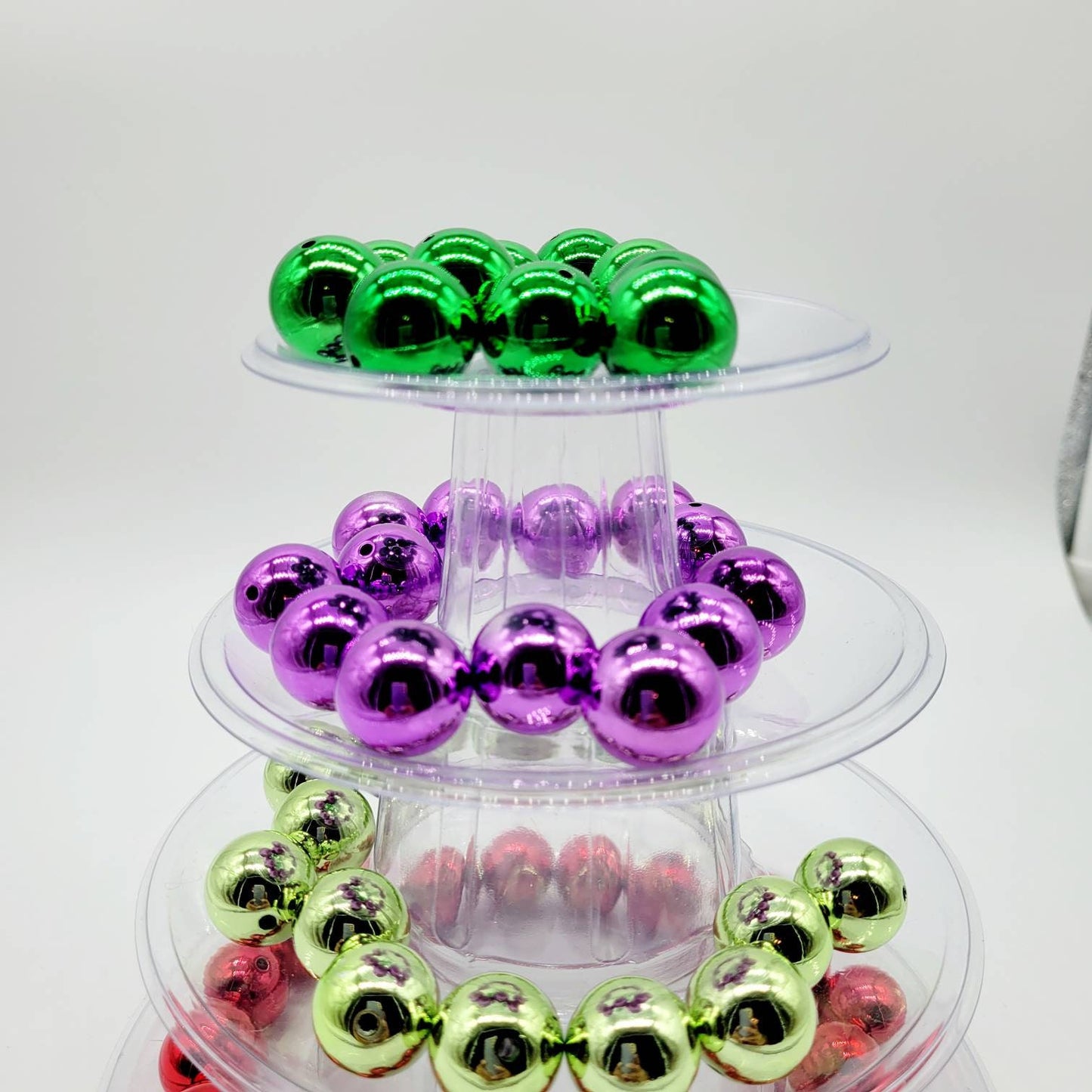 Beads! 20 MM Acrylic Metallic Green, Purple, Lime Green, Red. Beads for Garlands, Tiered Trays, Wreath attachments, Craft Projects