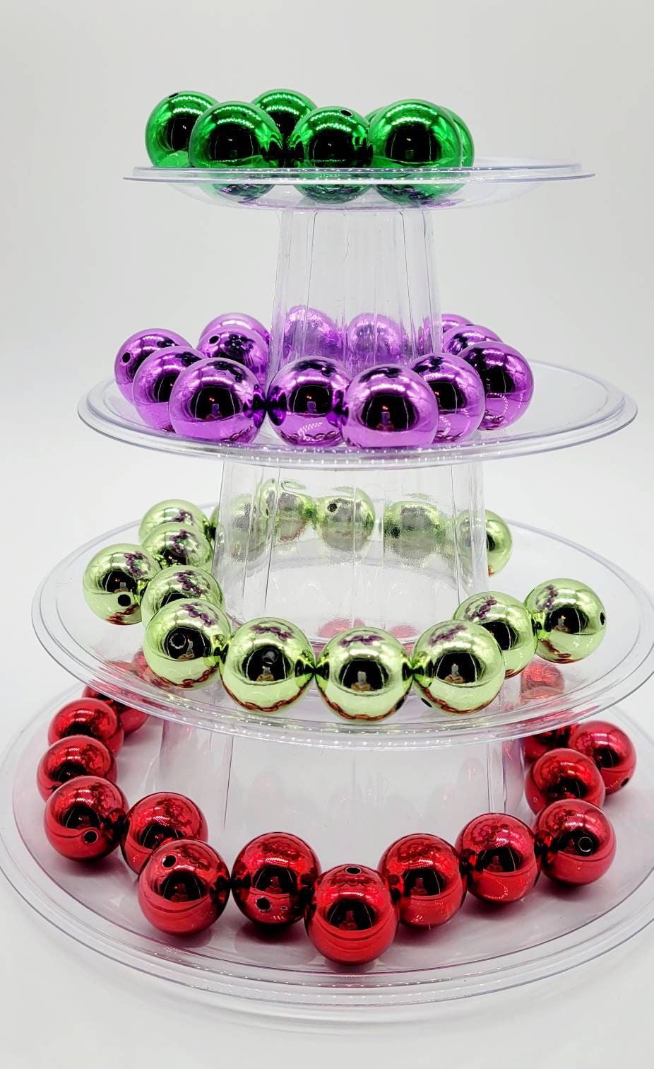 Beads! 20 MM Acrylic Metallic Green, Purple, Lime Green, Red. Beads for Garlands, Tiered Trays, Wreath attachments, Craft Projects