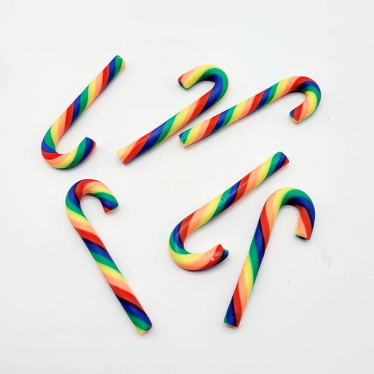 Clay Candy Canes, Rainbow Candy Cabochons, Christmas, Holiday Decor, Fake candy,  Tiered Tray Decor, Decoden, I Spy kits,  Slime kit