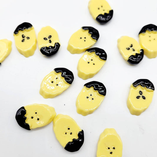 Chocolate Dipped Banana Slices, Shiny Resin Flatback Cabochons, Charms for jewelry crafting, add to Hairbows, barrettes and Fake Bake crafts