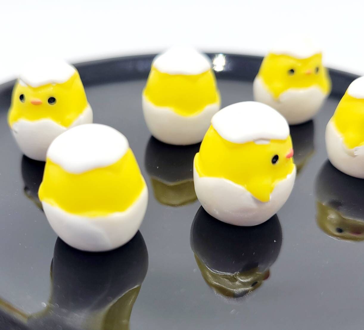 6 Miniature Yellow Chicken, Baby Chicken In Egg Shell, 3D Baby Chick, Easter Chickee, Cabochons, Bird, Jewelry Crafts, Kawaii, Chick