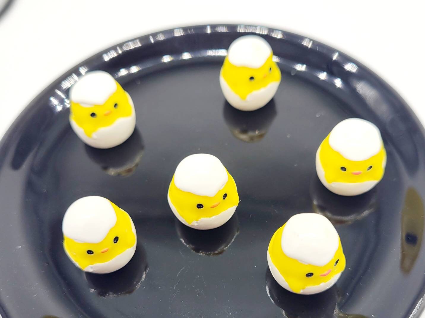 6 Miniature Yellow Chicken, Baby Chicken In Egg Shell, 3D Baby Chick, Easter Chickee, Cabochons, Bird, Jewelry Crafts, Kawaii, Chick