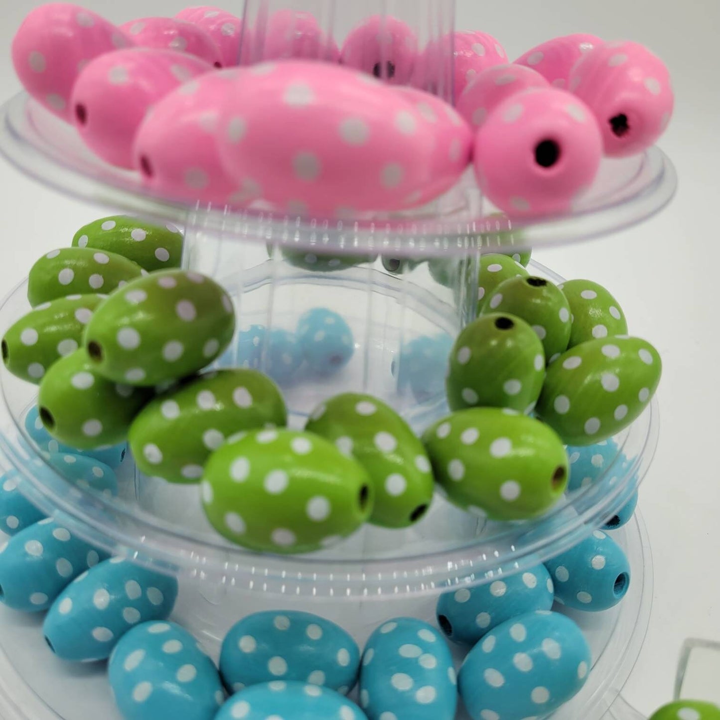 Easter Wood Beads, Polka Dots, Easter Egg Beads, Tiered Tray Decor, Spring, Holiday Beads, Garland Beads, 20 MM Beads