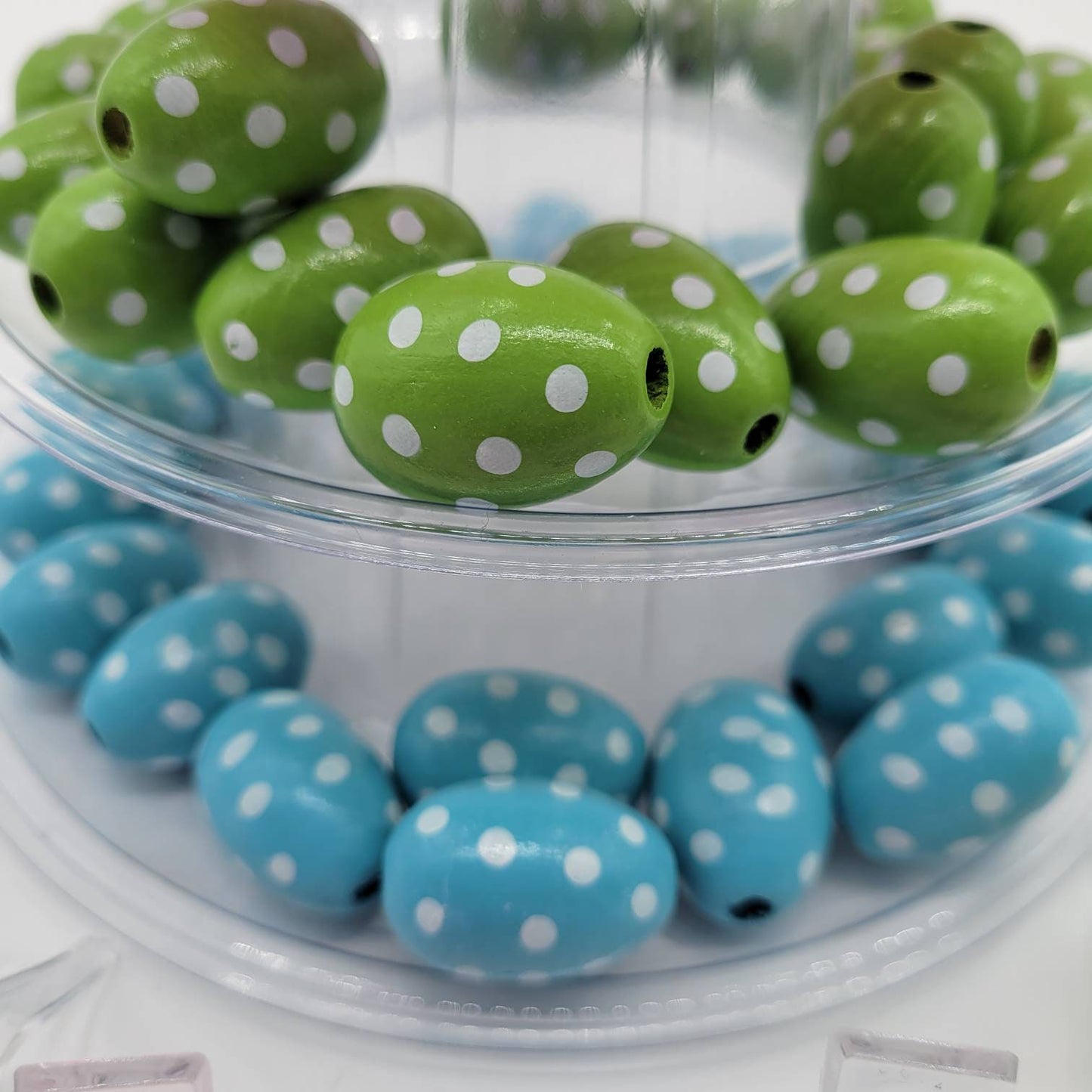 Easter Wood Beads, Polka Dots, Easter Egg Beads, Tiered Tray Decor, Spring, Holiday Beads, Garland Beads, 20 MM Beads