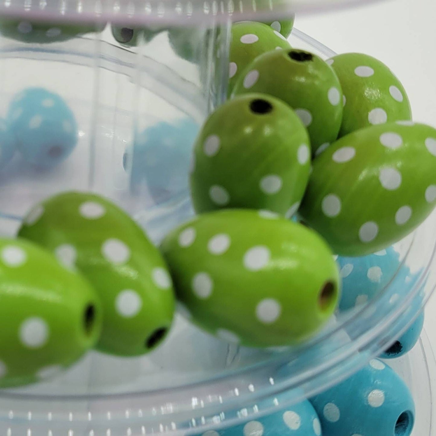Easter Wood Beads, Polka Dots, Easter Egg Beads, Tiered Tray Decor, Spring, Holiday Beads, Garland Beads, 20 MM Beads