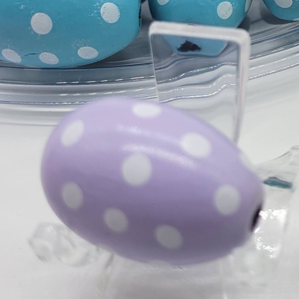 Easter Wood Beads, Polka Dots, Easter Egg Beads, Tiered Tray Decor, Spring, Holiday Beads, Garland Beads, 20 MM Beads