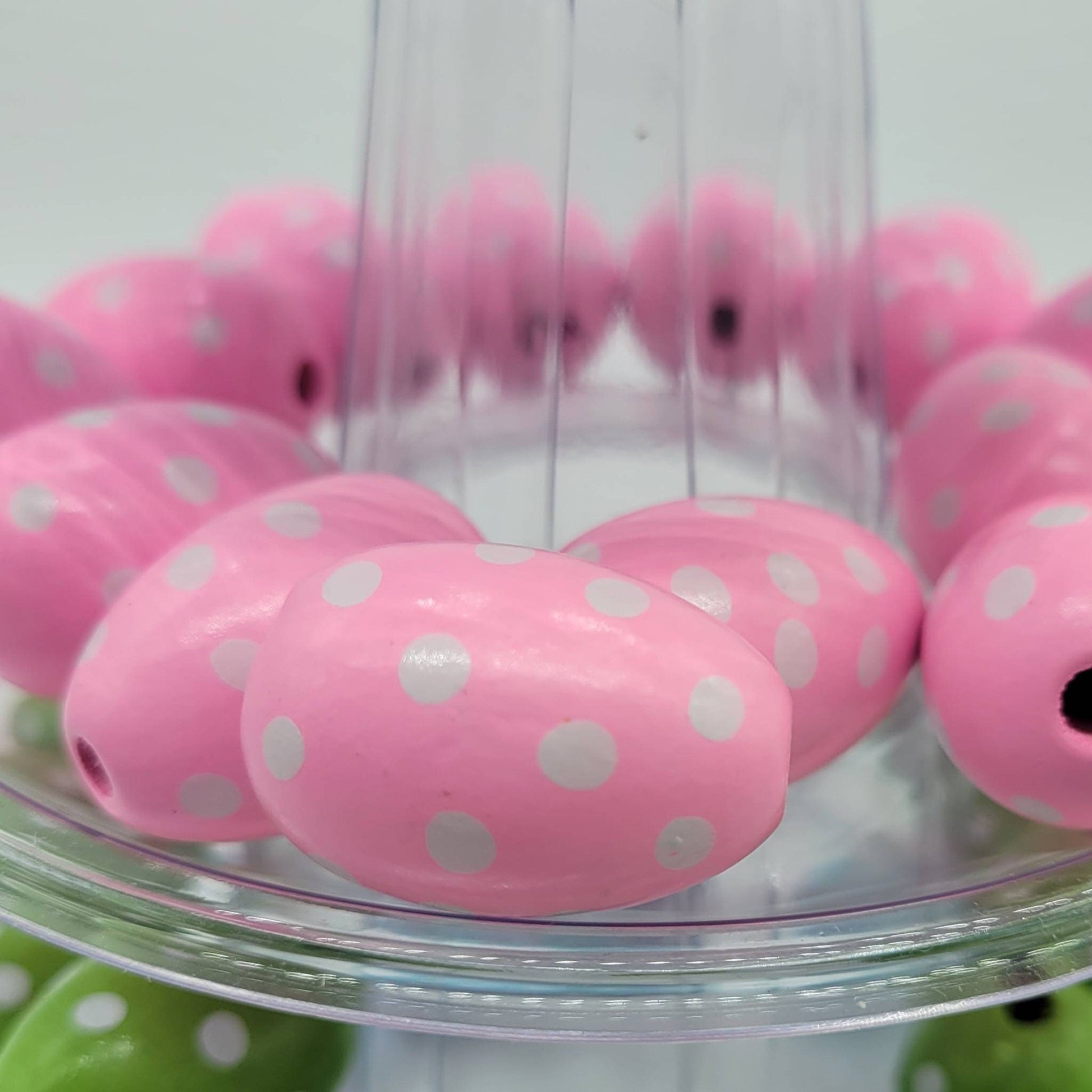 Easter Wood Beads, Polka Dots, Easter Egg Beads, Tiered Tray Decor, Spring, Holiday Beads, Garland Beads, 20 MM Beads