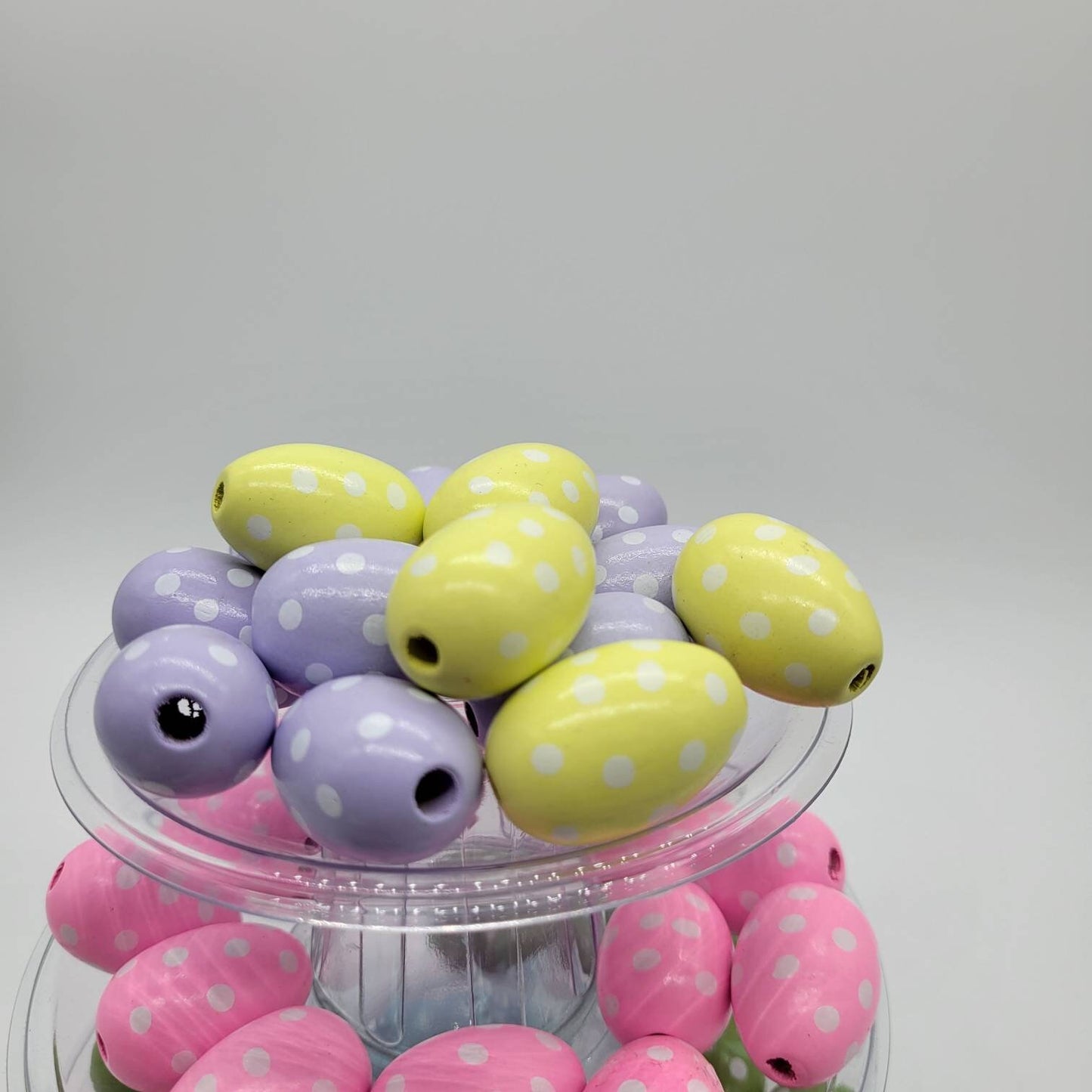Easter Wood Beads, Polka Dots, Easter Egg Beads, Tiered Tray Decor, Spring, Holiday Beads, Garland Beads, 20 MM Beads