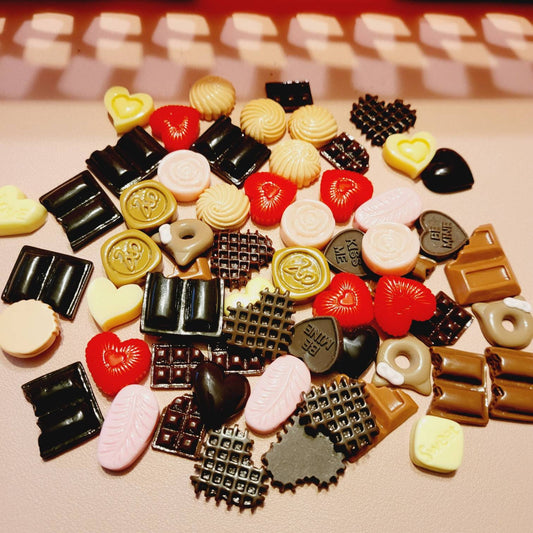 Faux Assorted Chocolates, Faux Food, Valentine's Day, Red Pink, White, Dark Chocolates,  Photo Props, Galentine's Day Decoration, Decoden