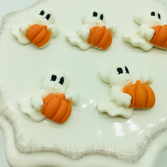 Halloween Cabochons, Ghost, Pumpkin, Flat Back Cabochons, Decoden, Fake Bake Supplies, Kawaii, Jewelry Supplies
