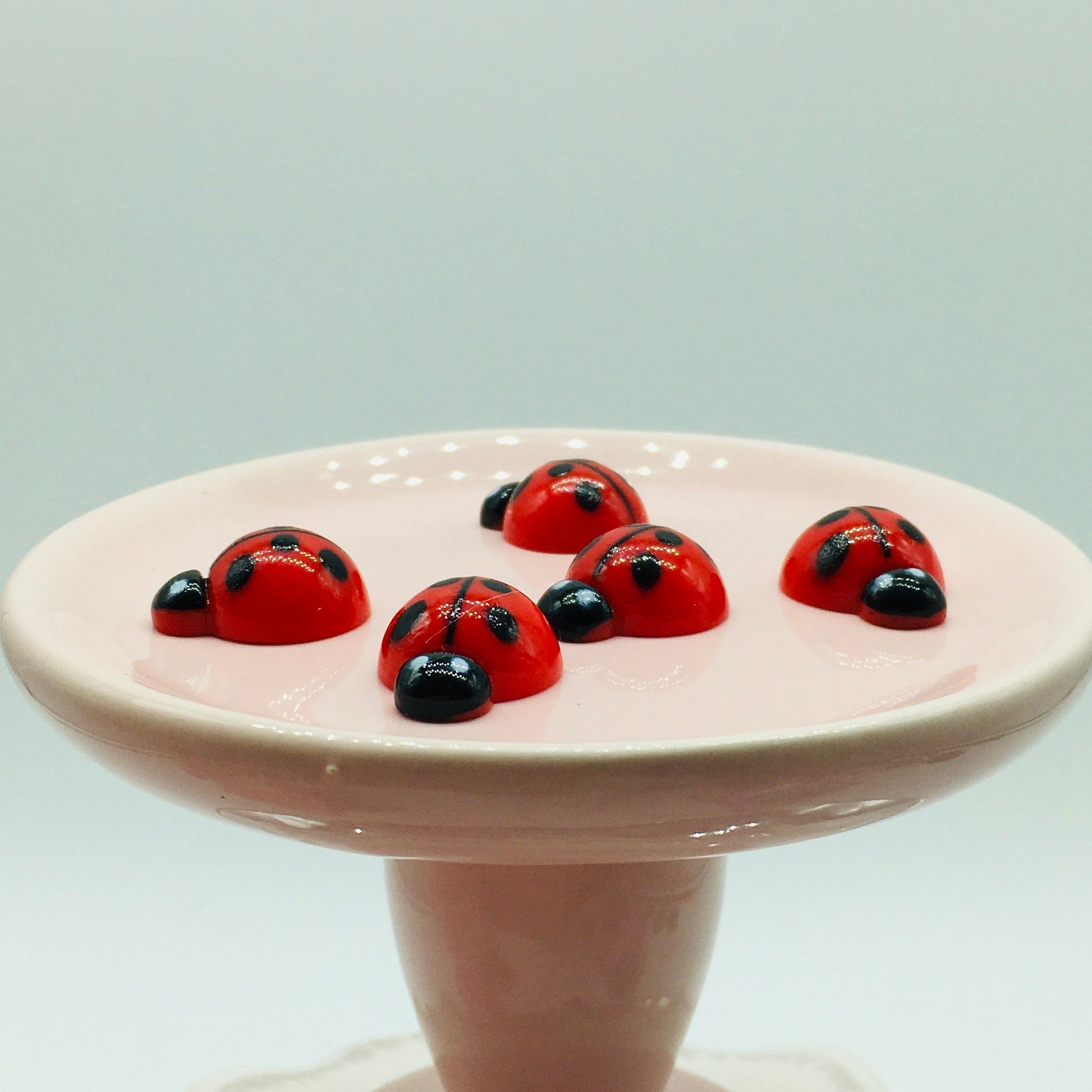 Ladybug Cabochons, Flat Back, Craft Supplies, Red Ladybug, Resin