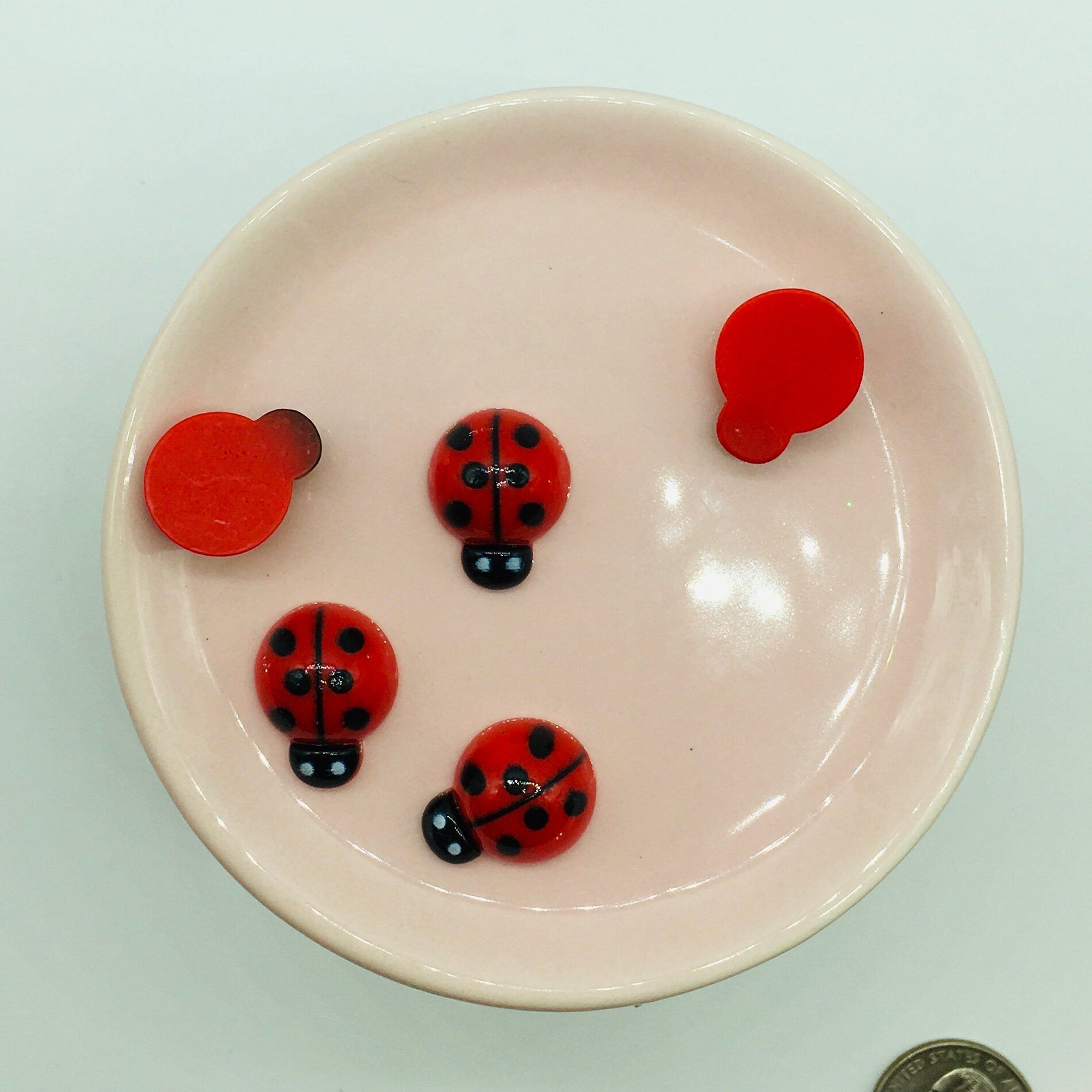 Ladybug Cabochons, Flat Back, Craft Supplies, Red Ladybug, Resin