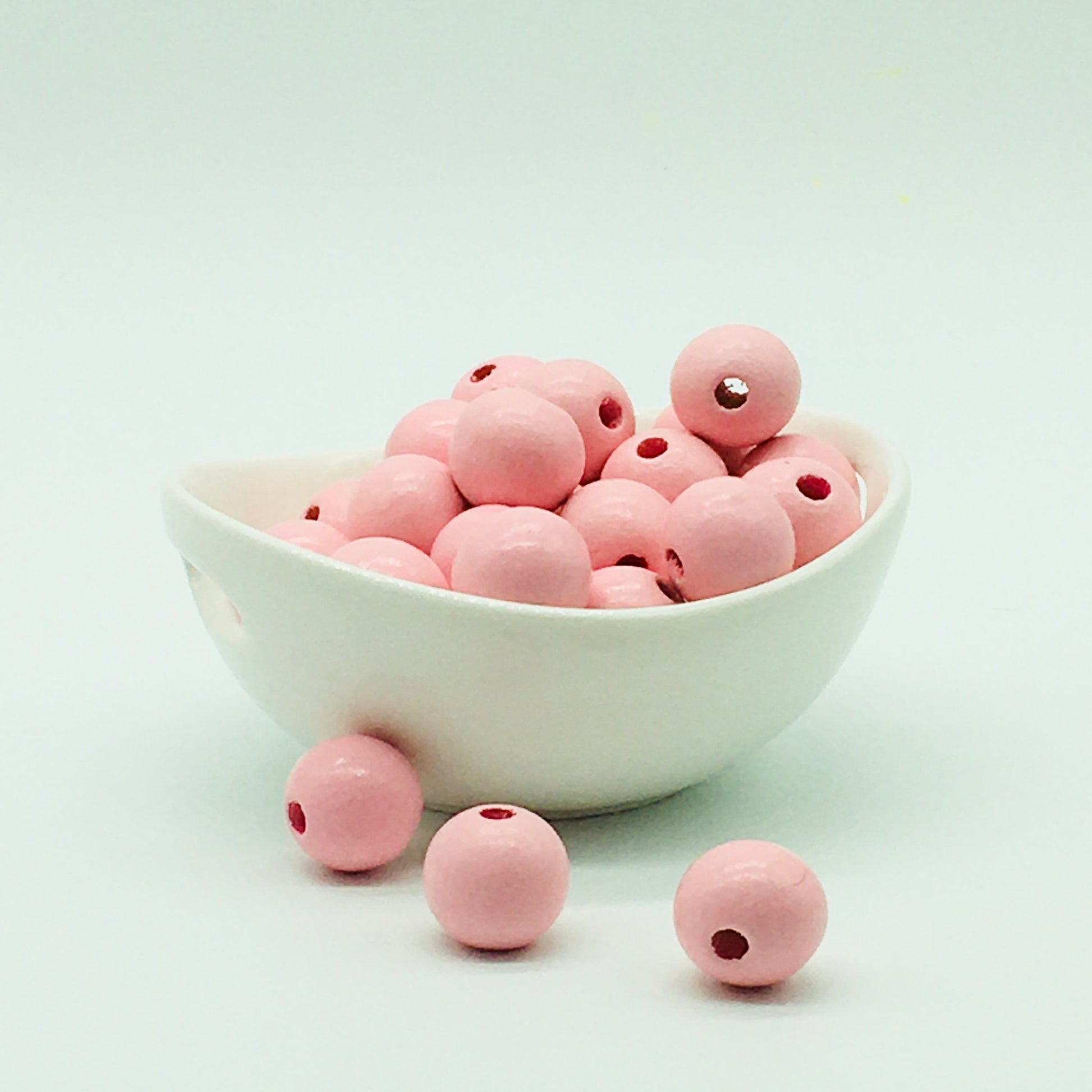 Wood Beads, 16 MM Pink Beads, Garland Beads, Home Decor, Tiered Tray Decorations, Craft Projects, Jewelry Craft Beads