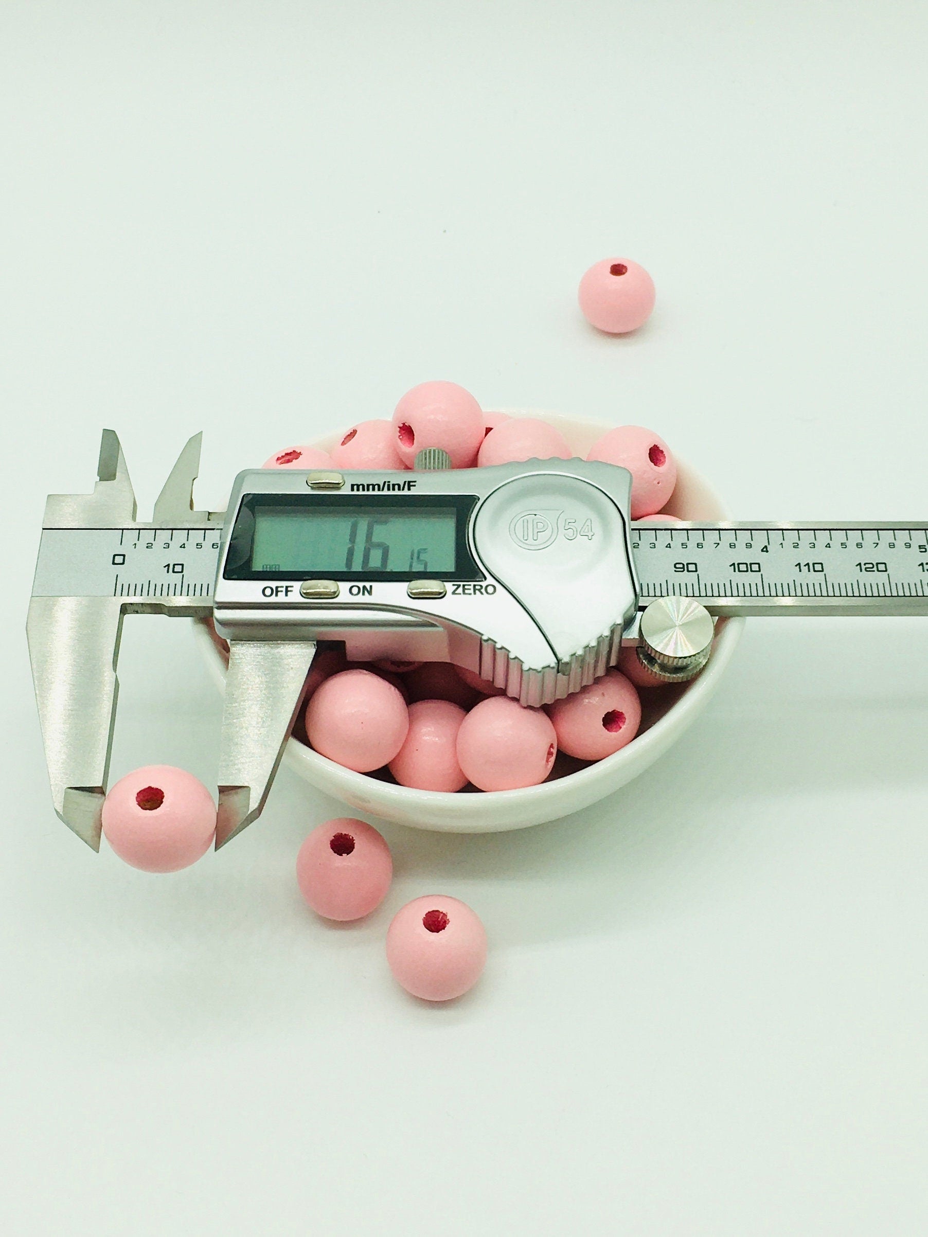 Wood Beads, 16 MM Pink Beads, Garland Beads, Home Decor, Tiered Tray Decorations, Craft Projects, Jewelry Craft Beads