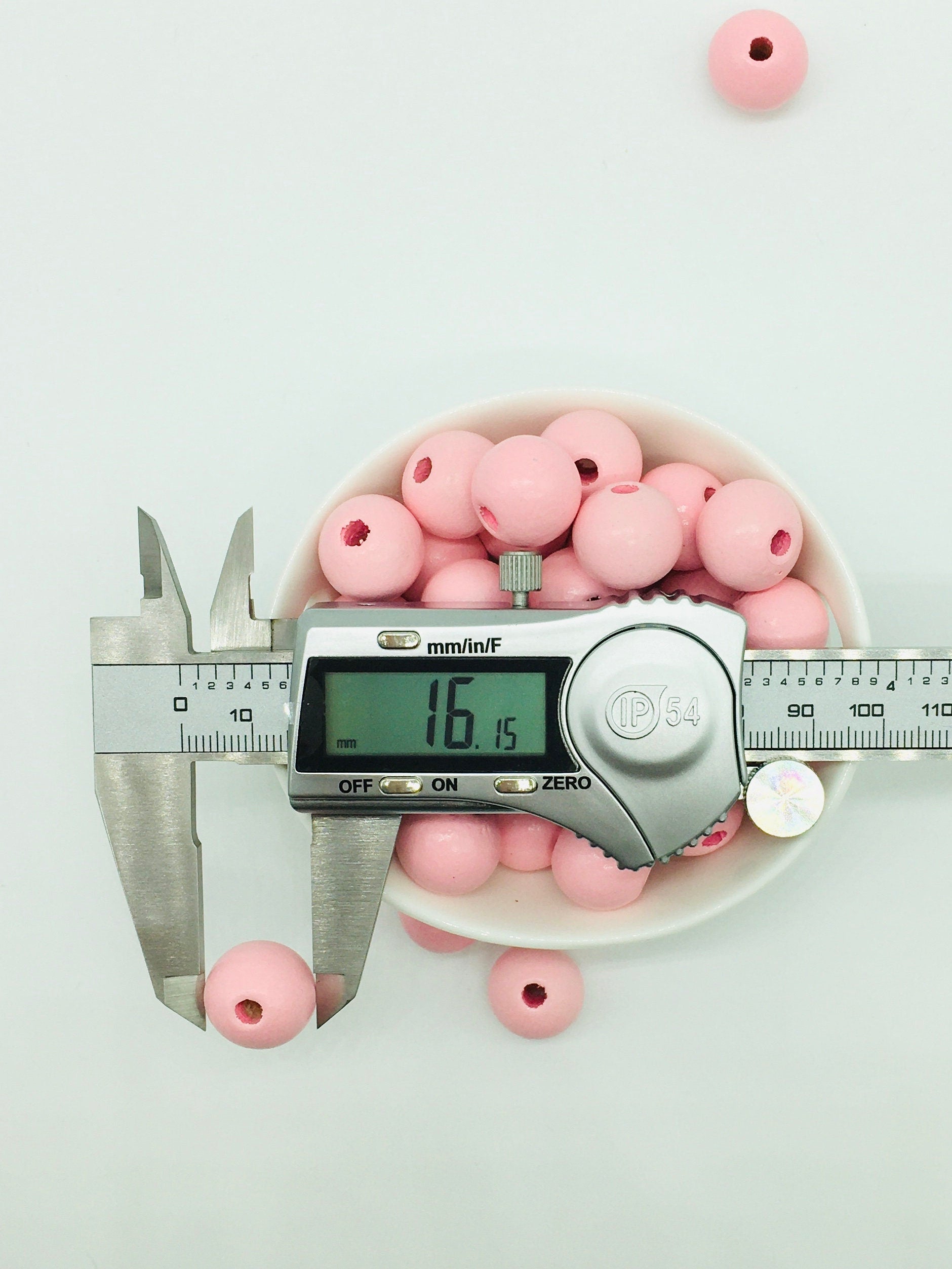 Wood Beads, 16 MM Pink Beads, Garland Beads, Home Decor, Tiered Tray Decorations, Craft Projects, Jewelry Craft Beads