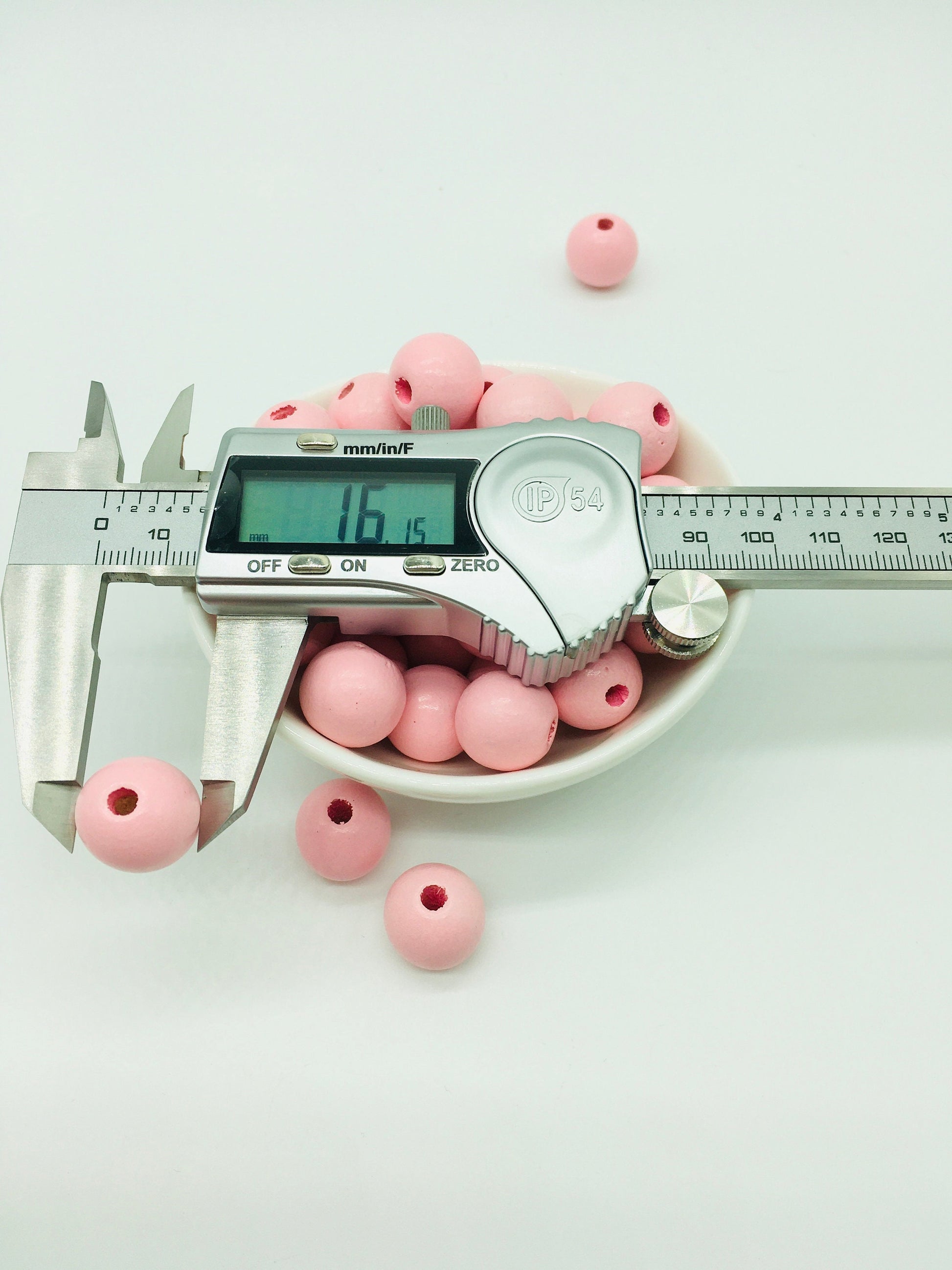 Wood Beads, 16 MM Pink Beads, Garland Beads, Home Decor, Tiered Tray Decorations, Craft Projects, Jewelry Craft Beads