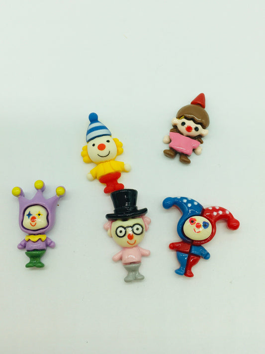 Clown Cabochons, Circus Clowns, Flat Back Cabochons, Faux Baking Supplies, I Spy Kit Add ons, Hair Bows Accents, Decoden
