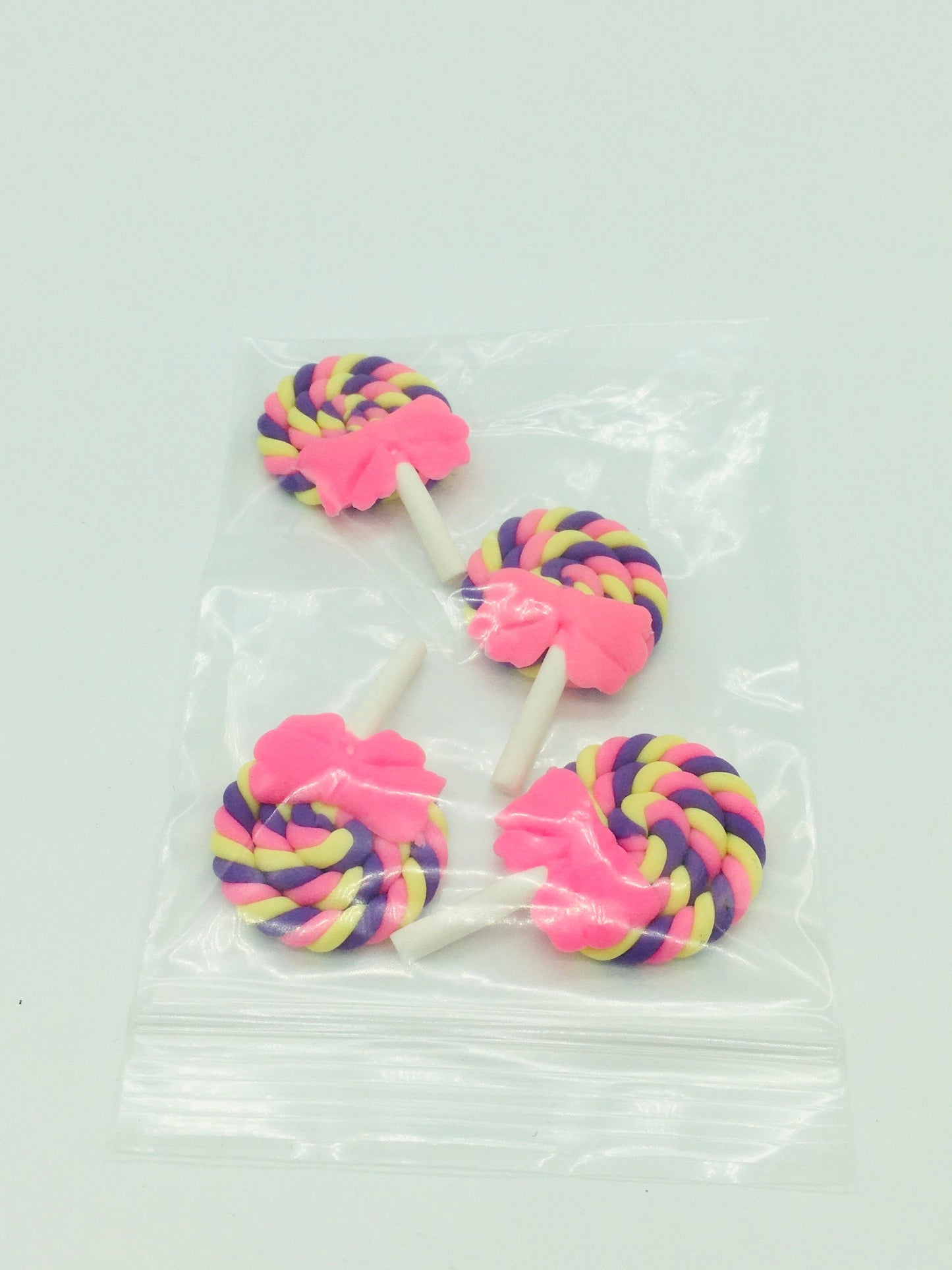 Lollipop Cabochons, Fake Food, Clay lollipop with bow, fake candy, fake bake supplies, decoden, hair bow accents, jewelry charms