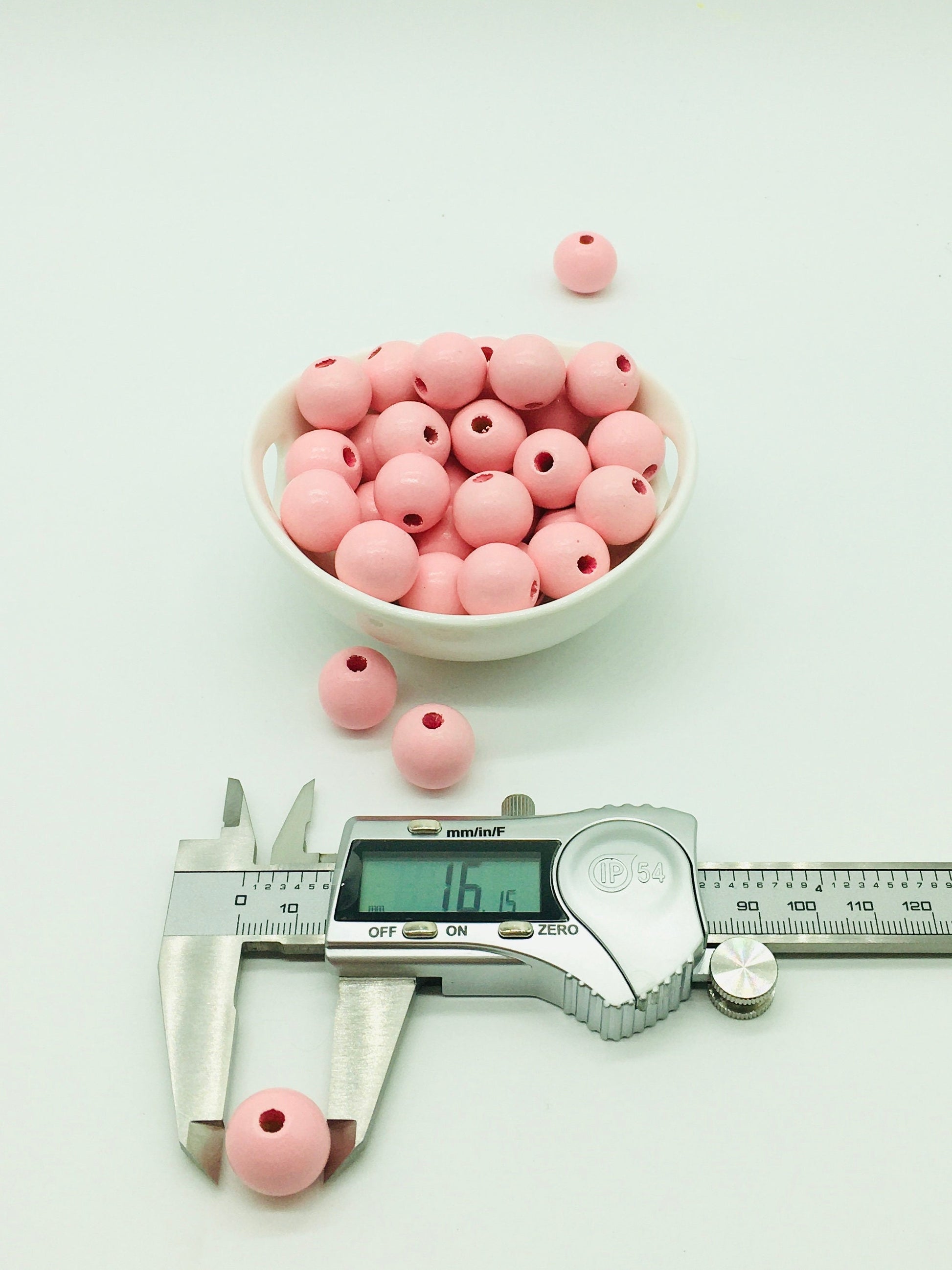 Wood Beads, 16 MM Pink Beads, Garland Beads, Home Decor, Tiered Tray Decorations, Craft Projects, Jewelry Craft Beads