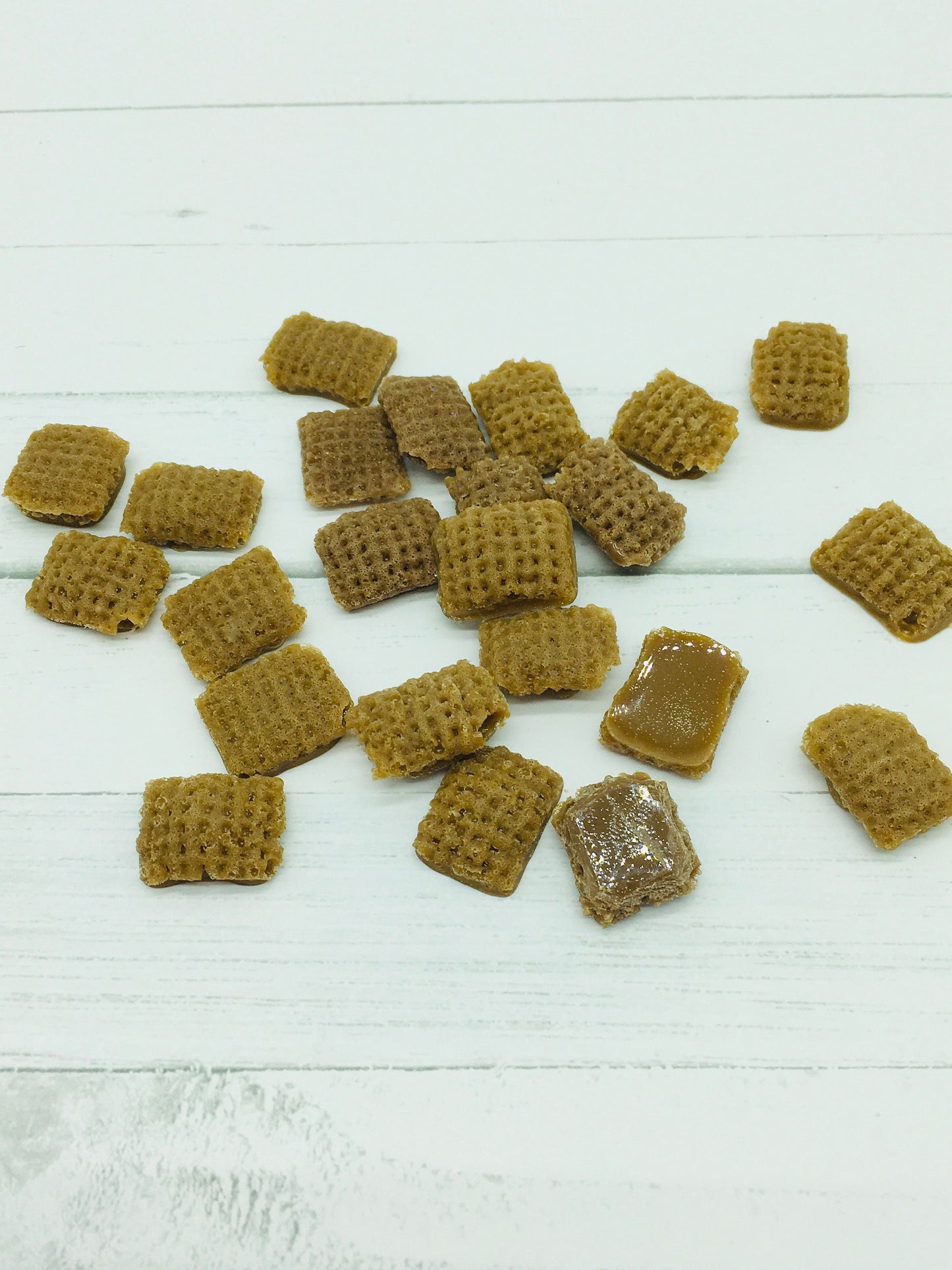 Faux Cereal, Faux Food, Check Pattern Fake Cereal, Yellow Check, Brown Check, Tan Check, Resin Square Cereal