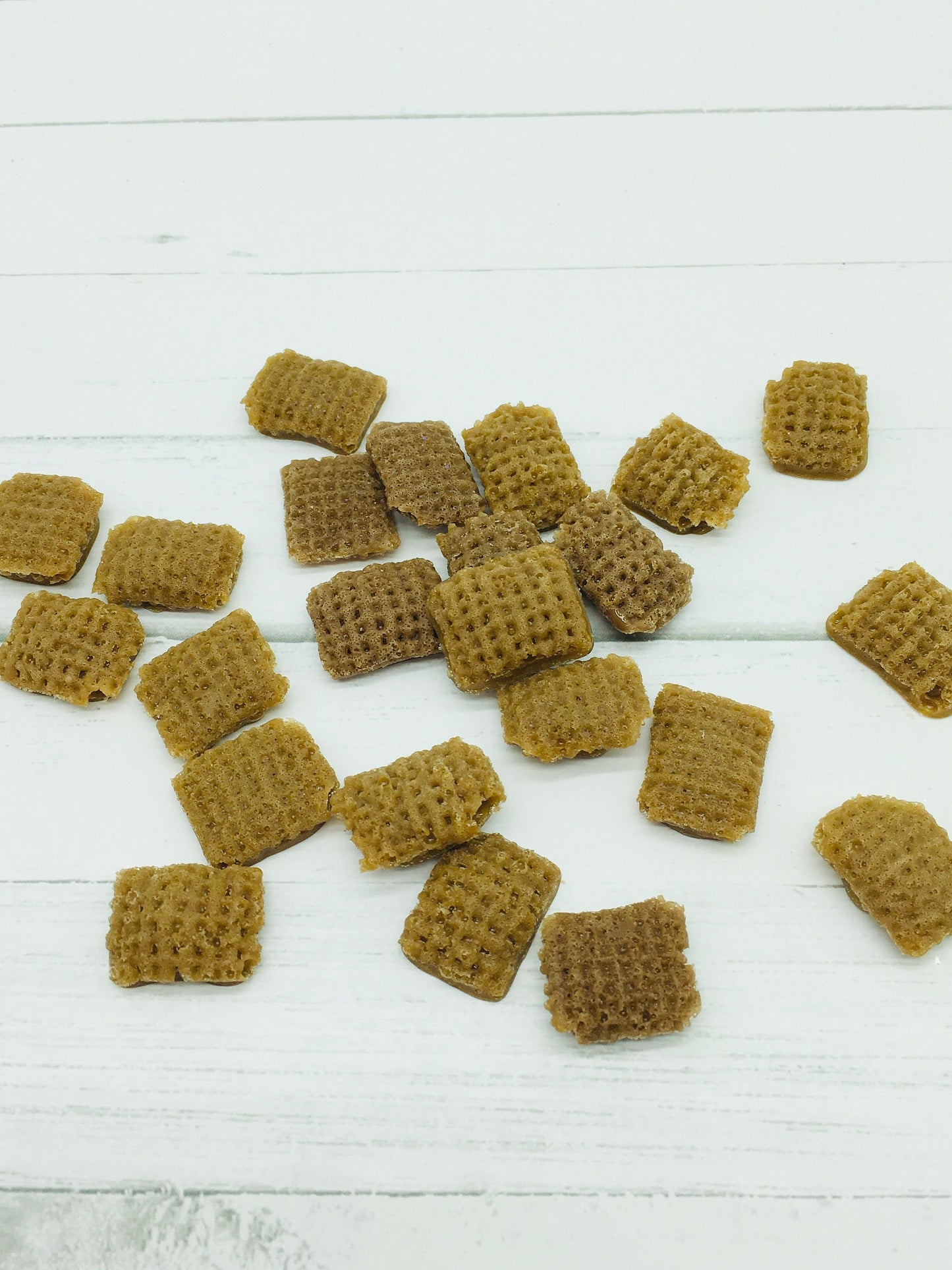 Faux Cereal, Faux Food, Check Pattern Fake Cereal, Yellow Check, Brown Check, Tan Check, Resin Square Cereal