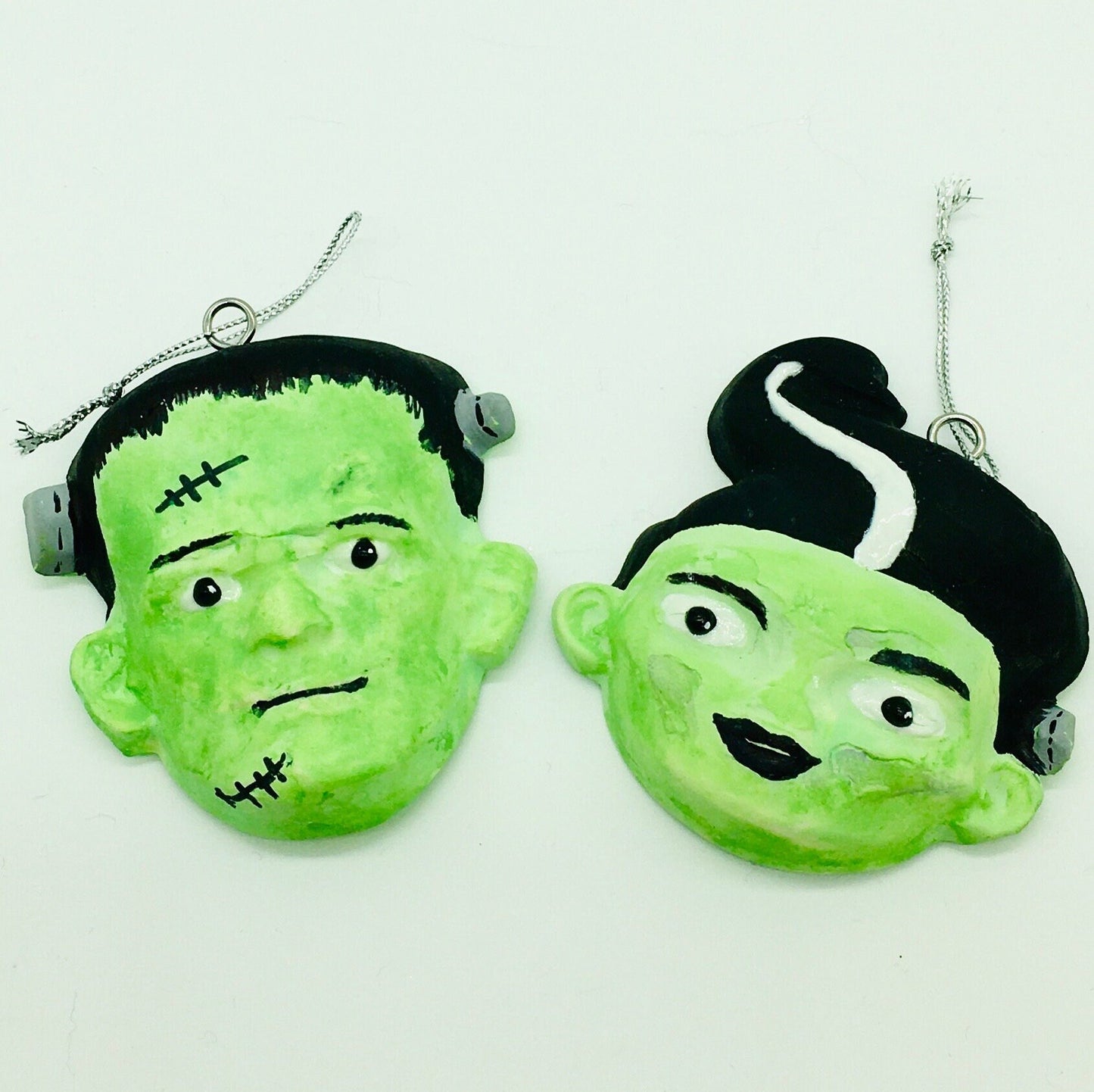 Halloween Ornaments, Monster & Bride Set, Clay Ornaments, Halloween Decorations