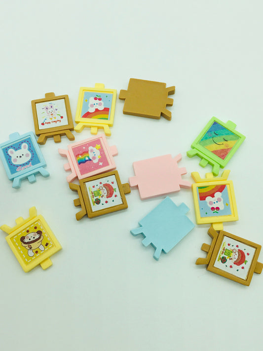 Art Easel Cabochon, Assorted, Flat Back, Faux Baking Supplies, Scrapbooking, Resin, Decoden, School Theme Cabochons