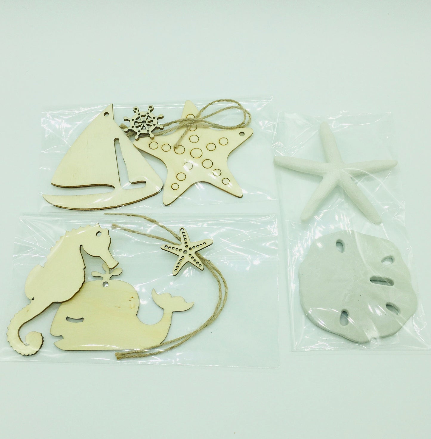 Scrapbook Paper Kit, Beach Theme, Shadow Box Kit, Junk Journaling Crafts, Wood Cutouts, Ribbon, Faux Starfish, Faux Sand Dollar, Lights