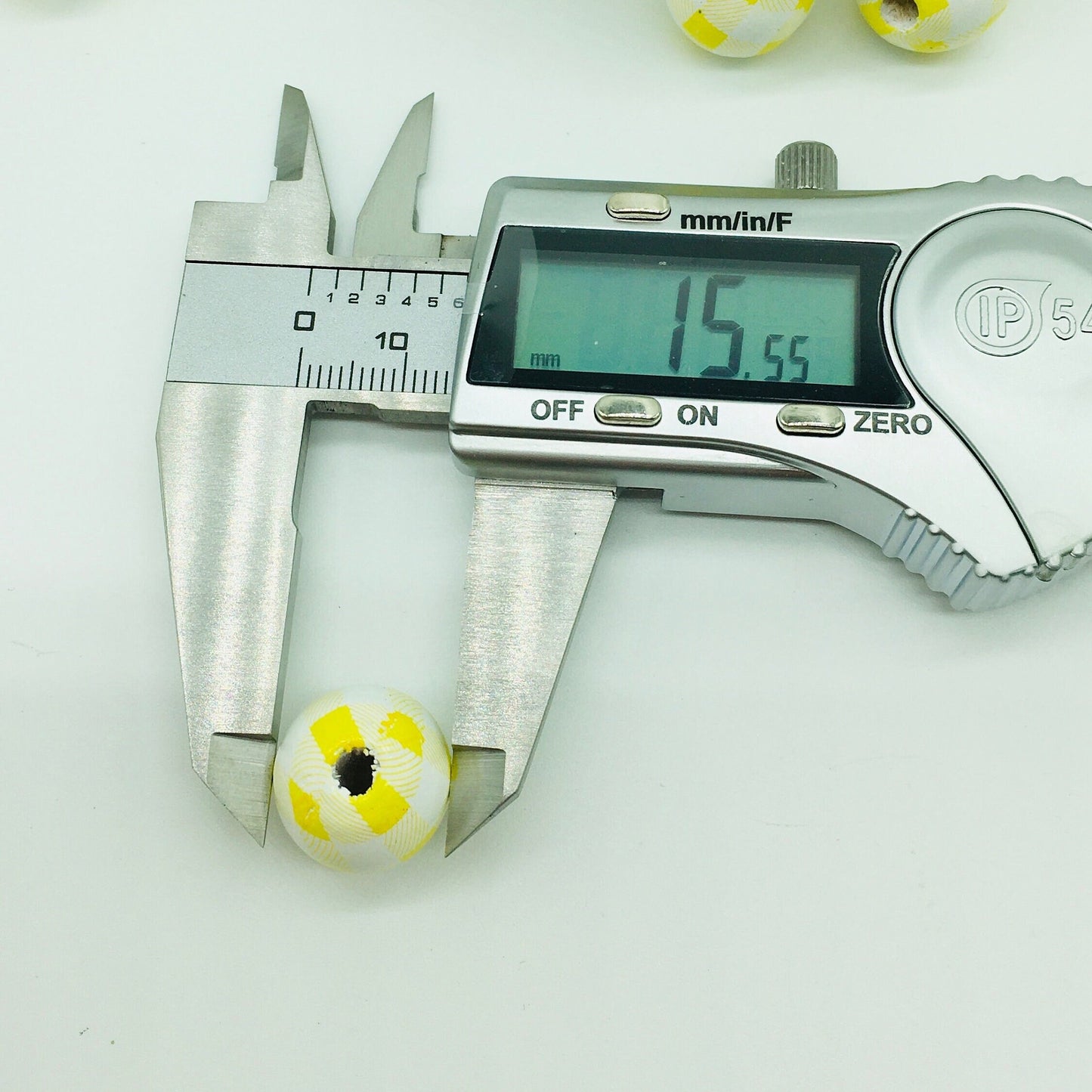 Wood Beads, Yellow White Plaid Beads, Garland Beads, Home Decor, Tiered Tray Decorations, Craft Projects, Jewelry Beads, Spring Beads