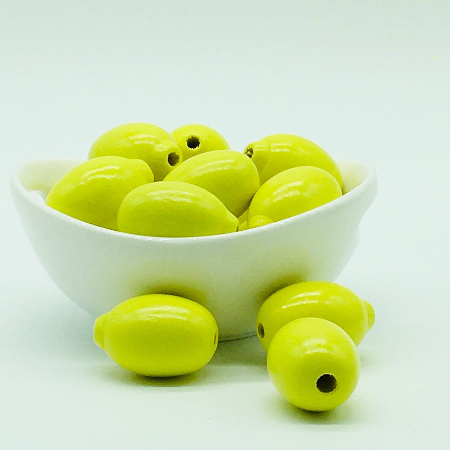 Wood Beads, Lemon Shaped, Craft Beads, Jewelry Crafts, Garland Beads, Citrus Beads