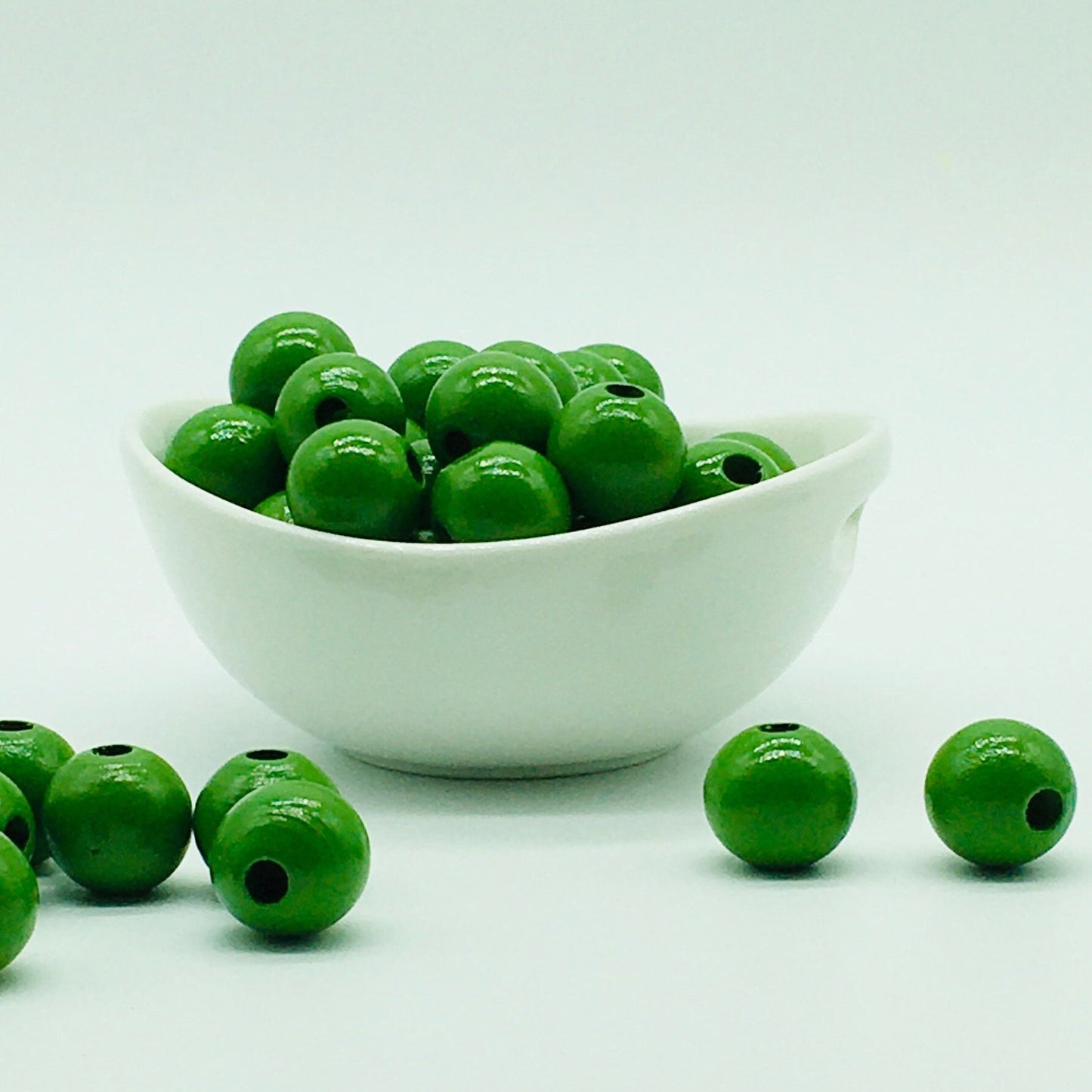 Wood Beads, Green Craft Beads, Garland Beads, Home Decor, Tiered Tray Decorations, Craft Projects, Jewelry Craft Beads