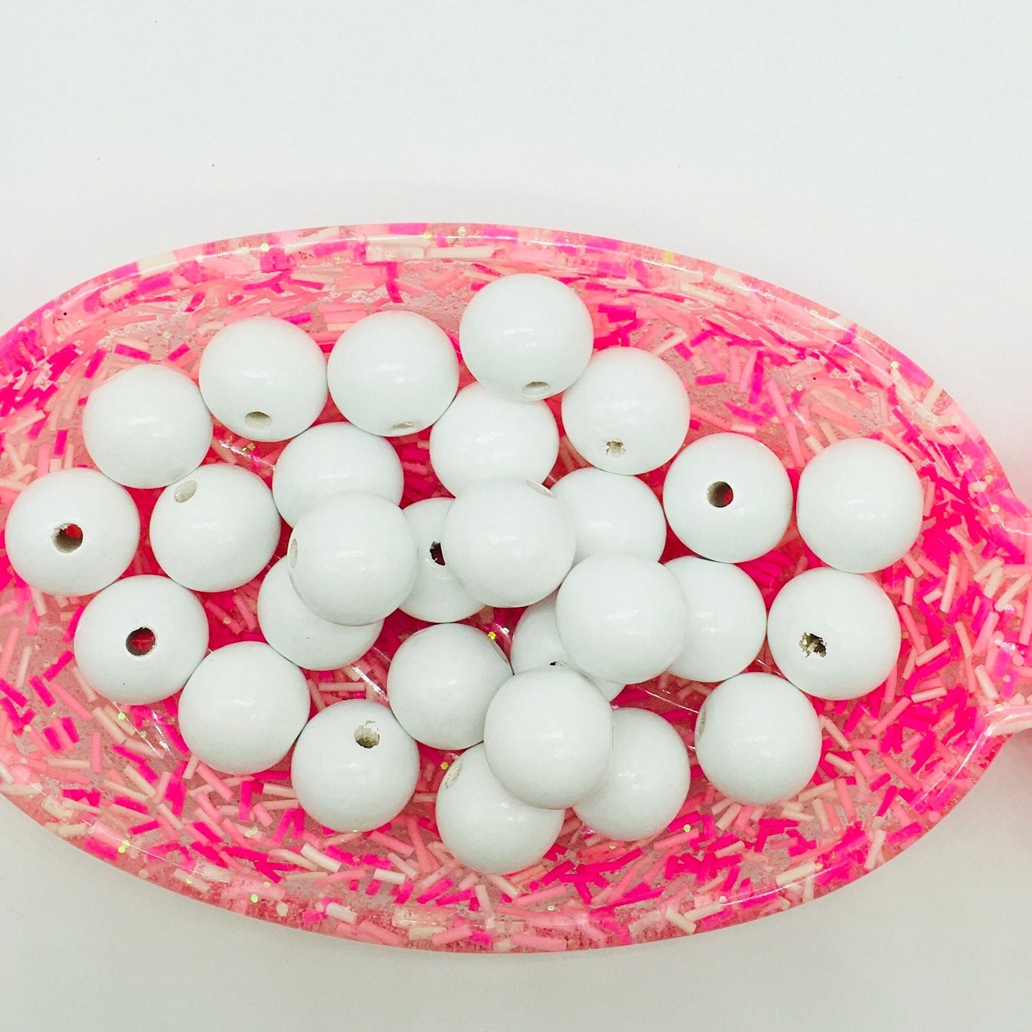 Wood Beads, 19 MM, White Beads, Garland Beads, Bohemian Style, Jewelry Craft Beads