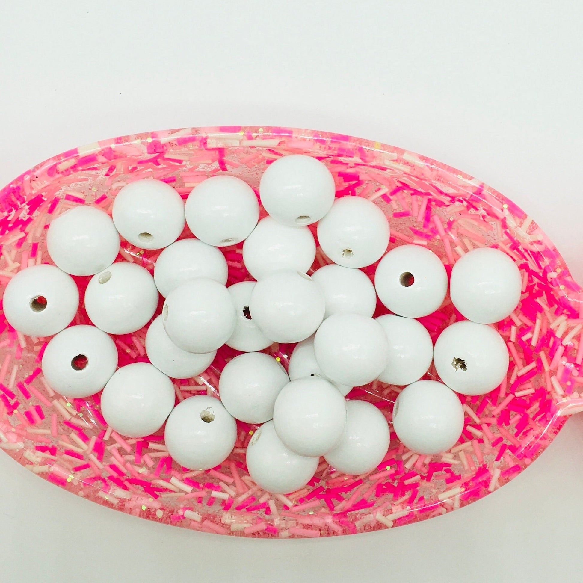 Wood Beads, 19 MM, White Beads, Garland Beads, Bohemian Style, Jewelry Craft Beads
