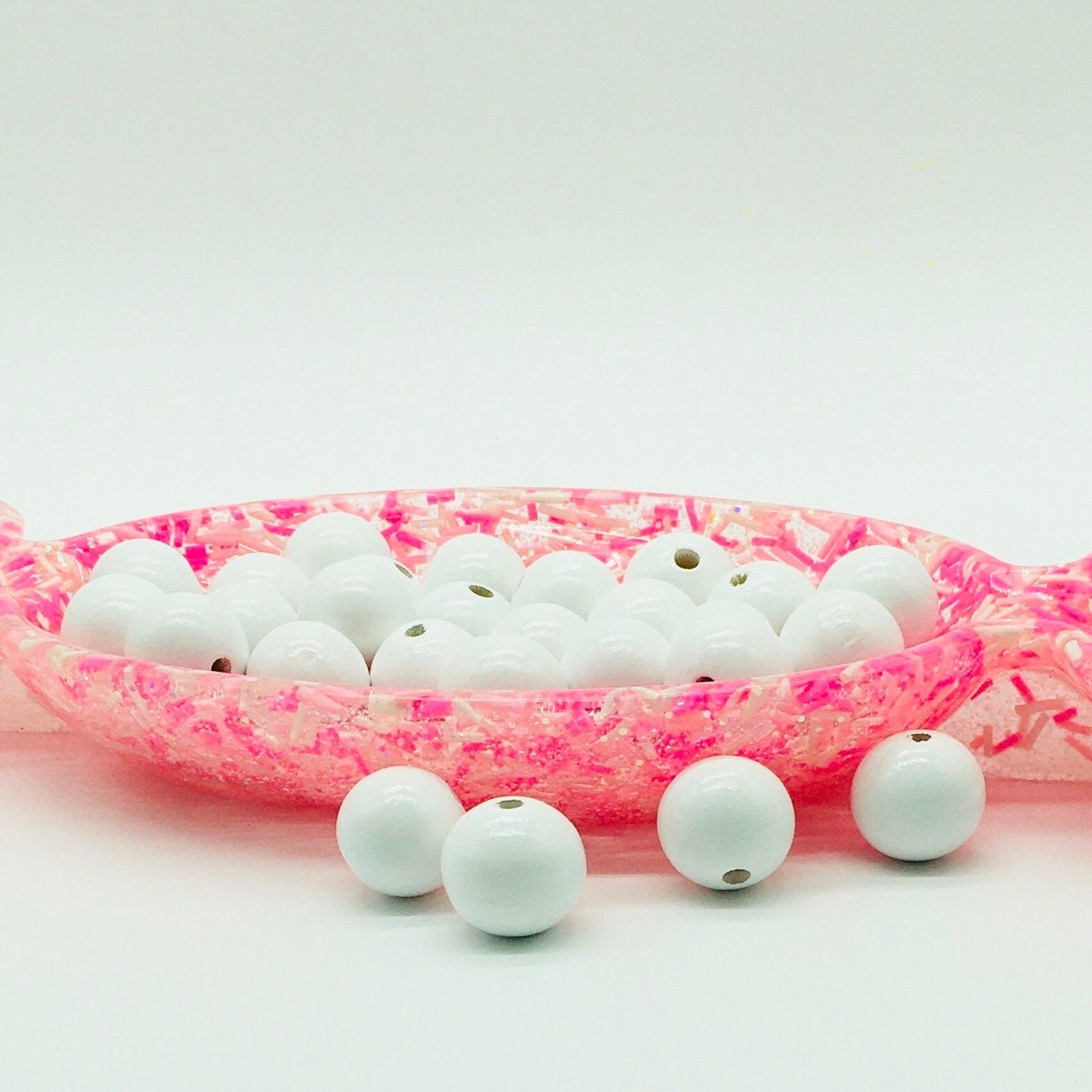 Wood Beads, 19 MM, White Beads, Garland Beads, Bohemian Style, Jewelry Craft Beads