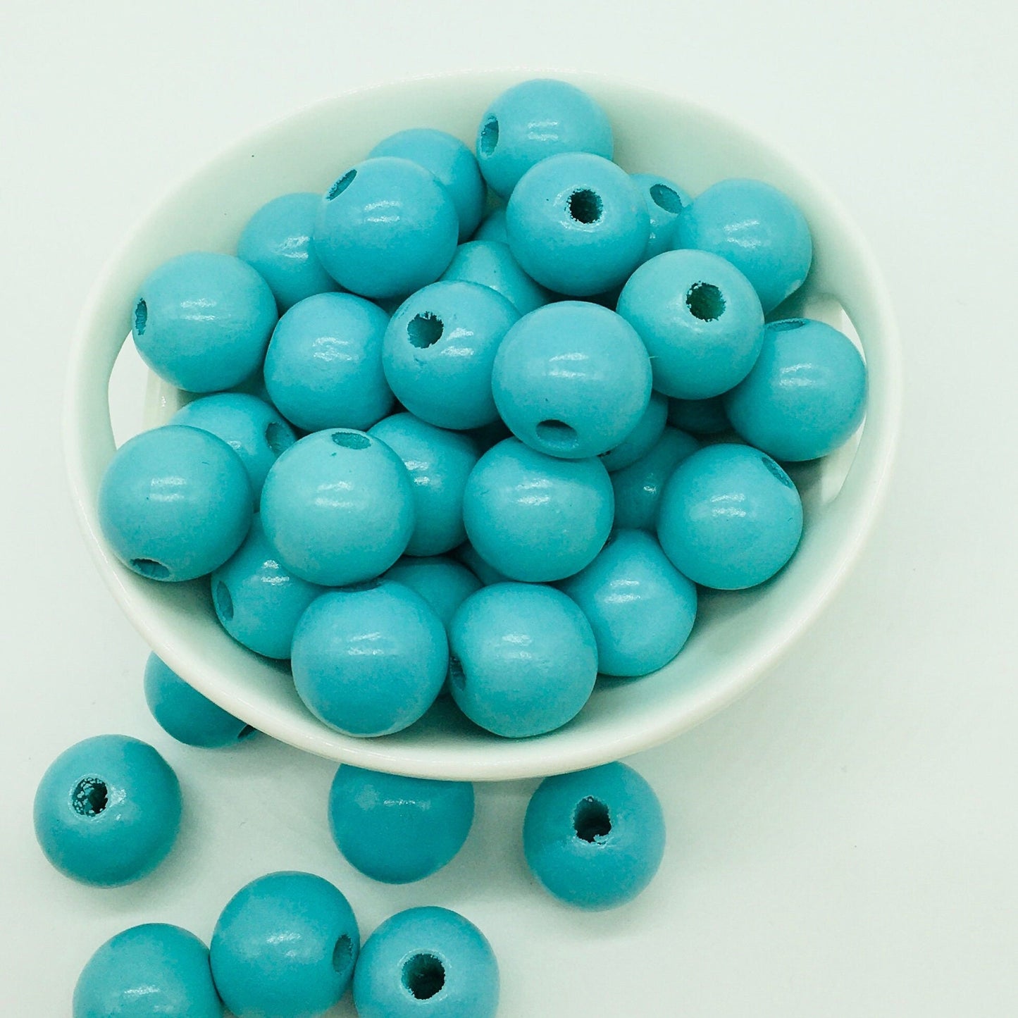 Wood Beads, 16MM, Turquoise Beads, Garland Beads, Home Decor, Tiered Tray Decorations, Craft Projects, Jewelry Craft Beads